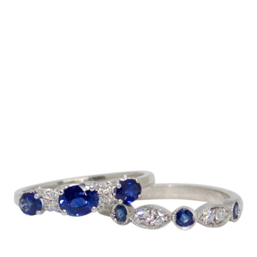 Sapphire & Diamond Ring Set