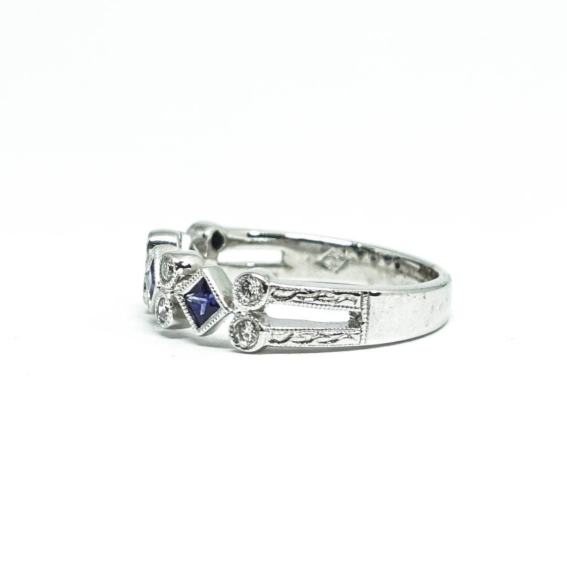 Sapphire and Diamond Band Ring