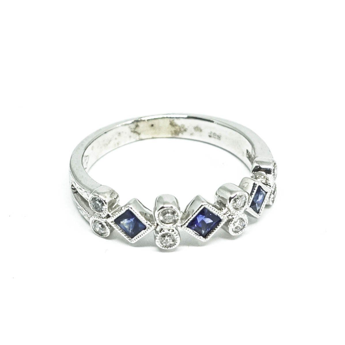 Sapphire and Diamond Band Ring
