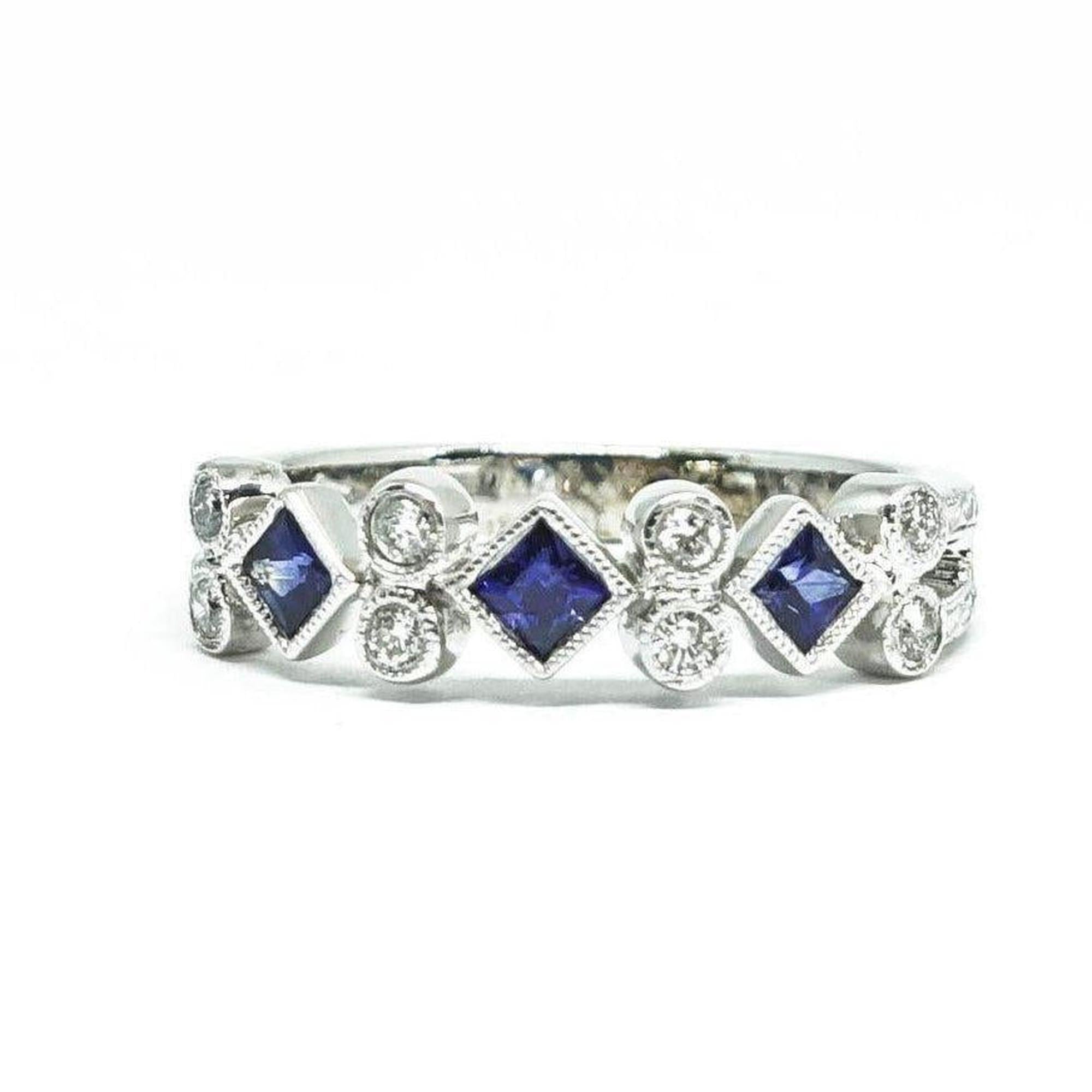 Sapphire and Diamond Band Ring