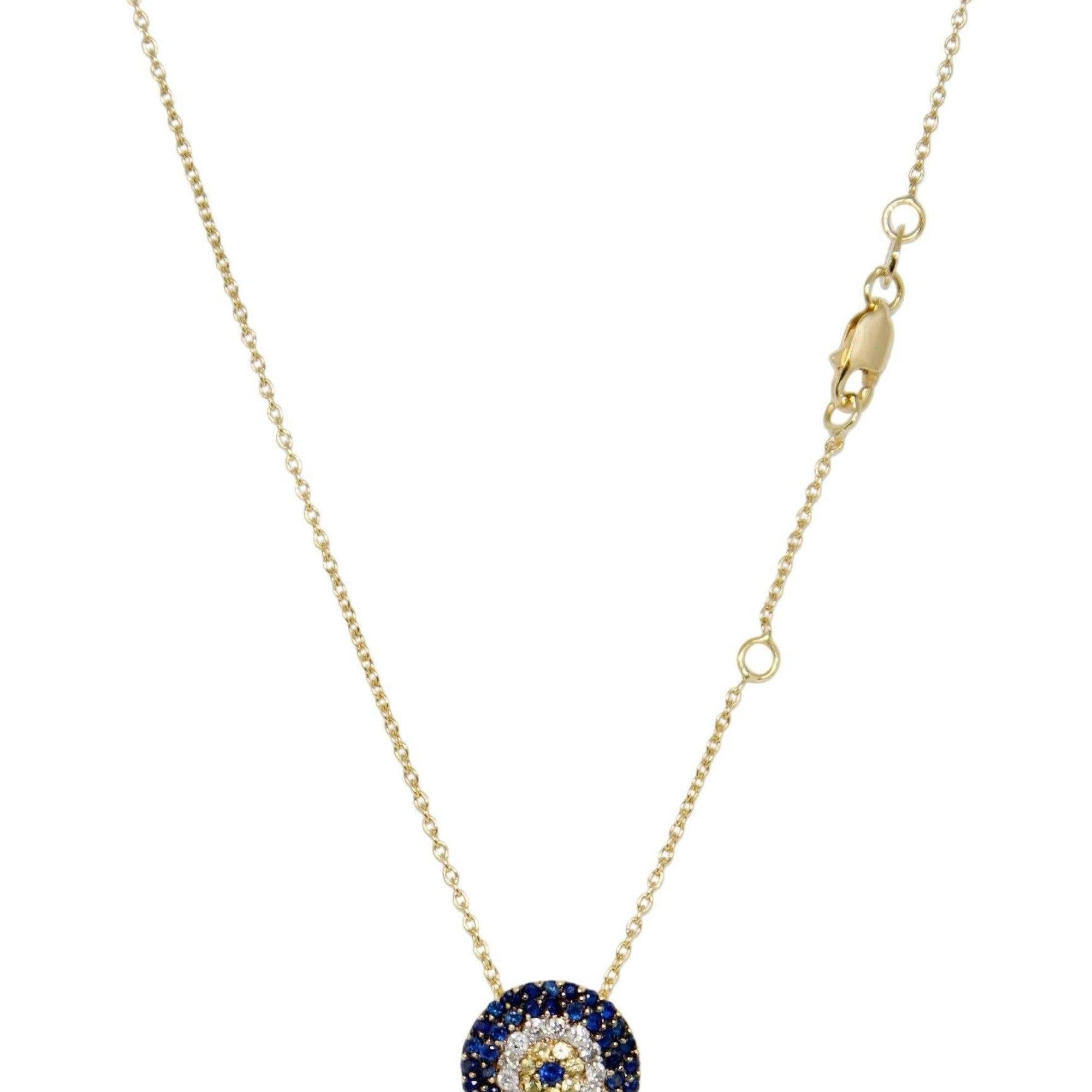 Sapphire and Diamond Circle Pendant Necklace
