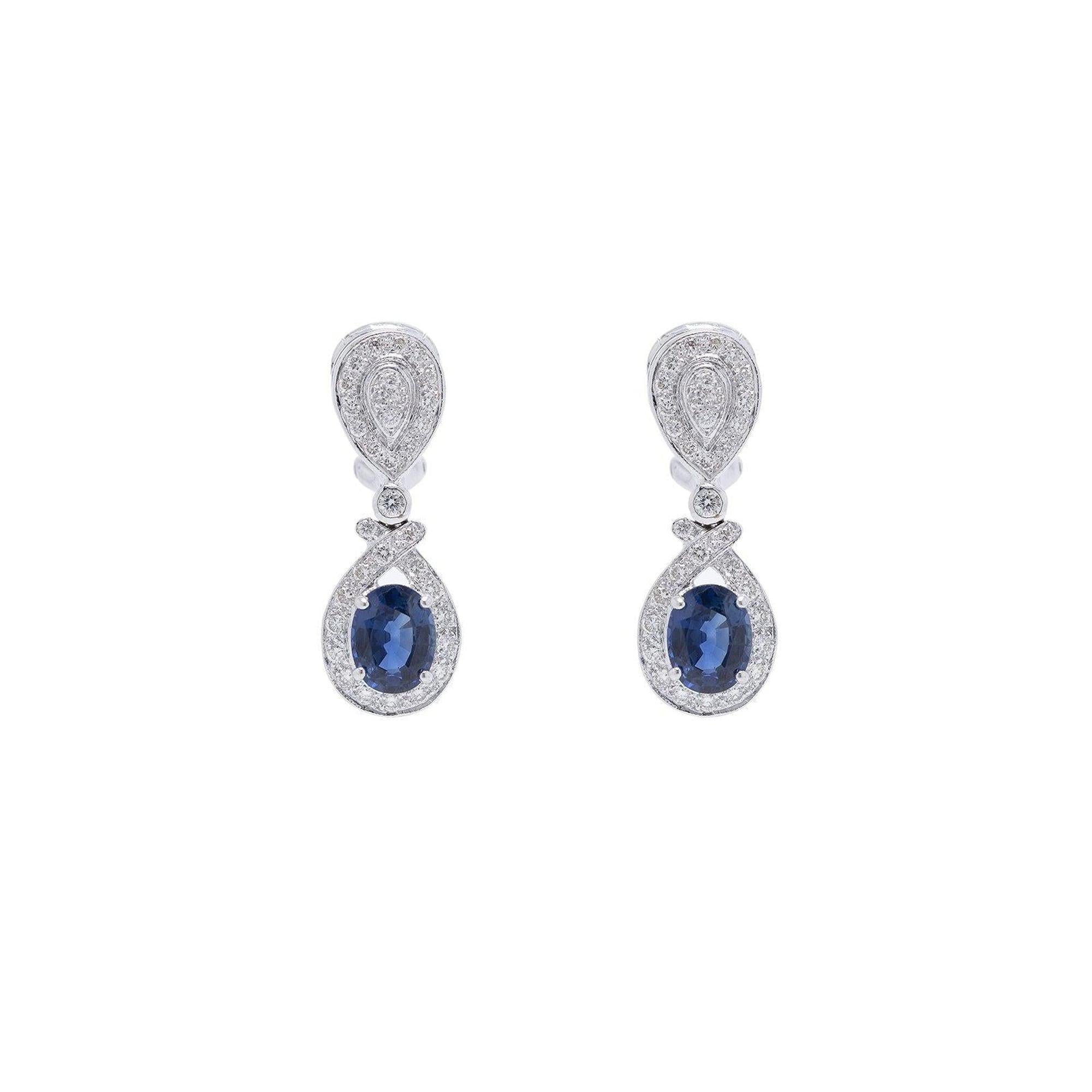 Sapphire and Diamond Drop Earrings
