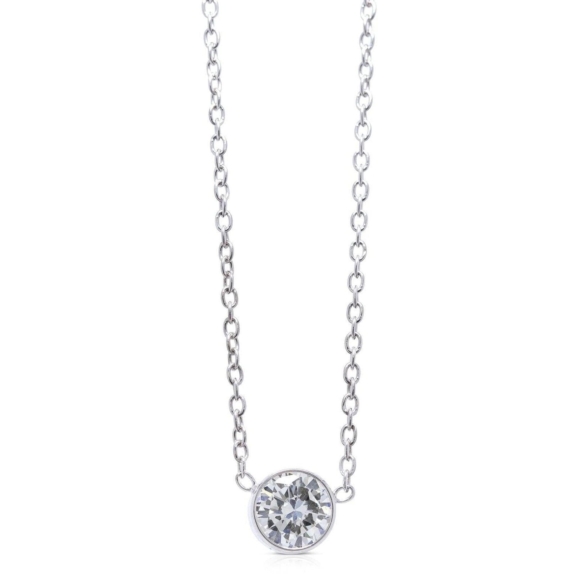 Solitaire 2.22 ct. Round Bezel-Set Diamond Pendant Necklace