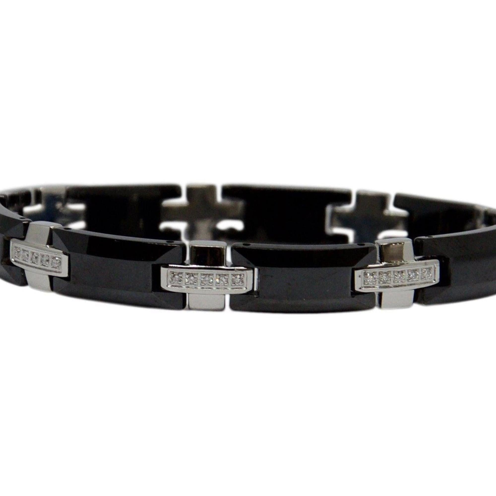 Stainless Steel and Tungsten Diamond Link Bracelet