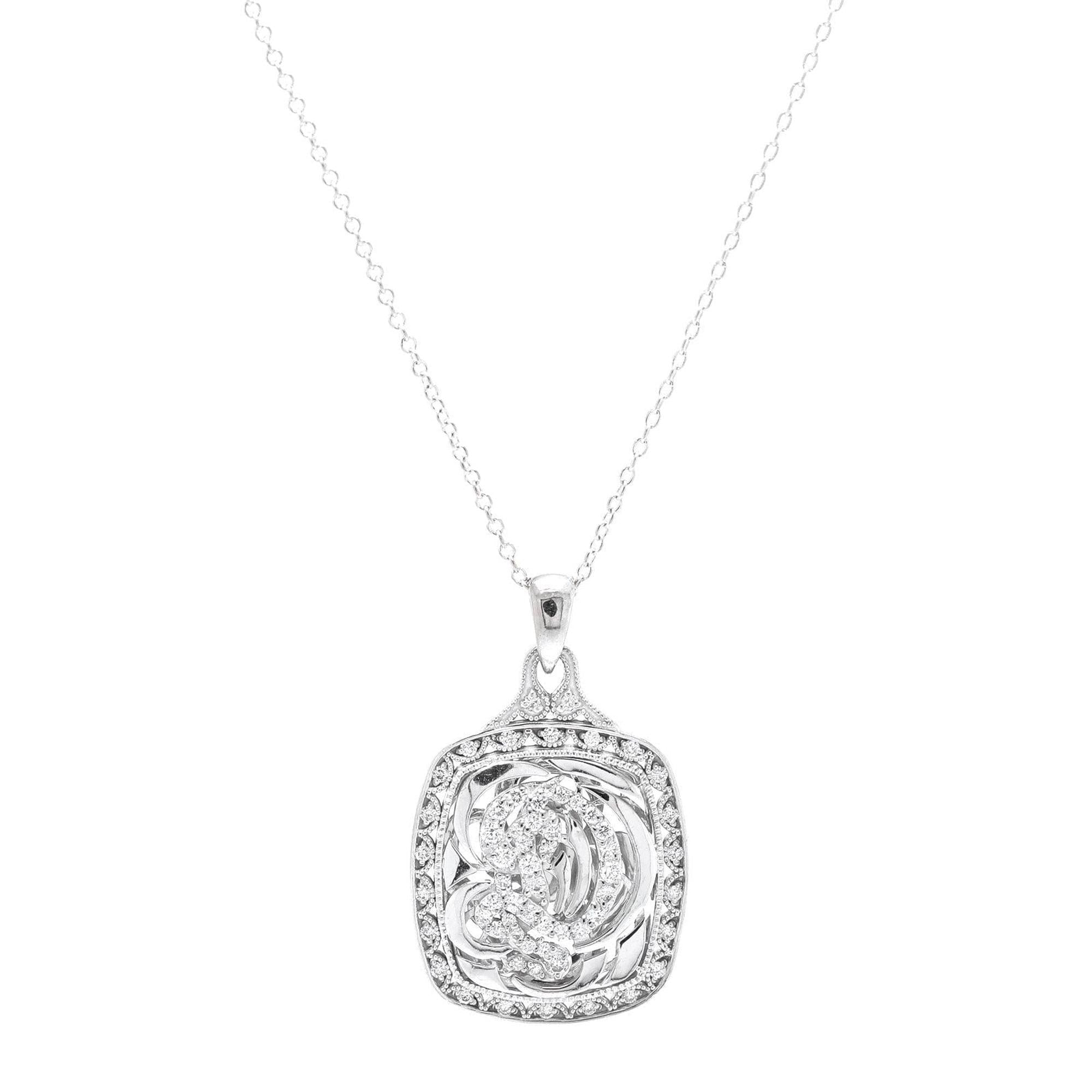 Tacori 18k White Gold Diamond Letter 'D' Pendant Necklace