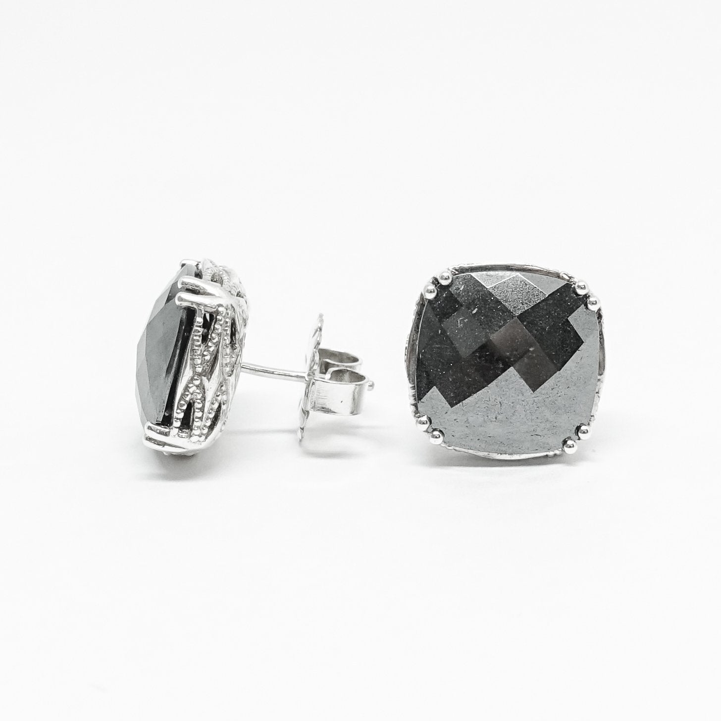 Tacori Cushion Cut Hematite Stud Earrings