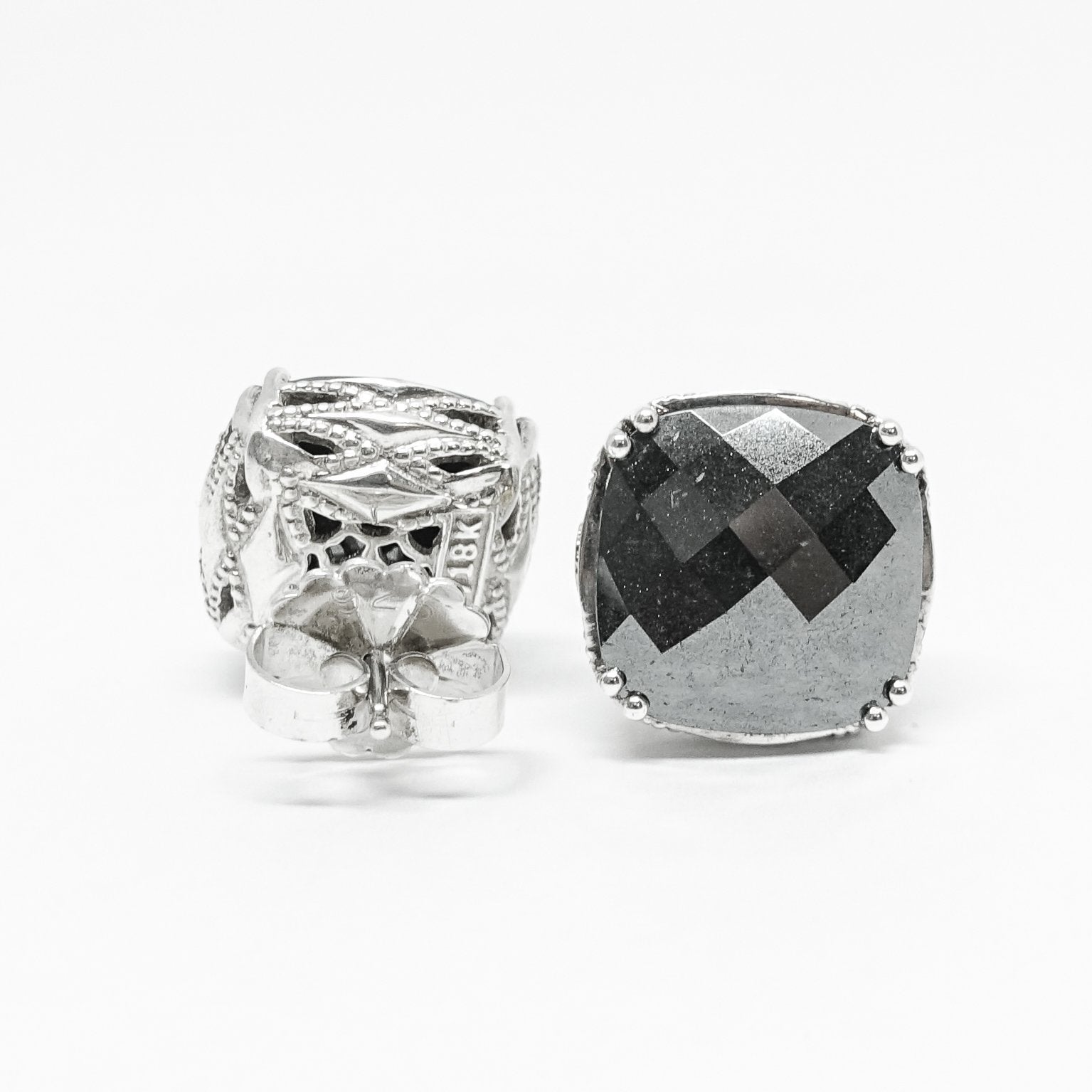 Tacori Cushion Cut Hematite Stud Earrings