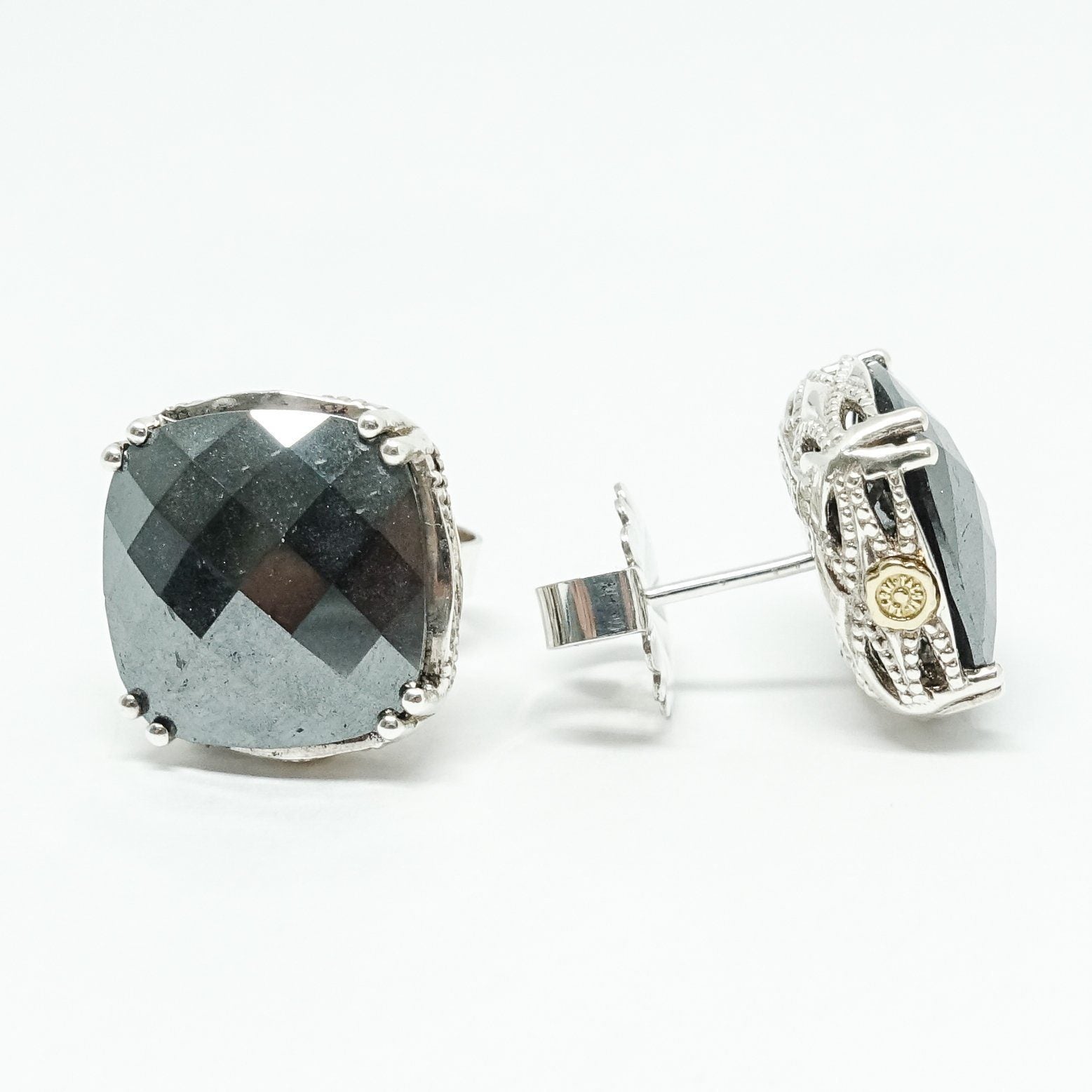 Tacori Cushion Cut Hematite Stud Earrings