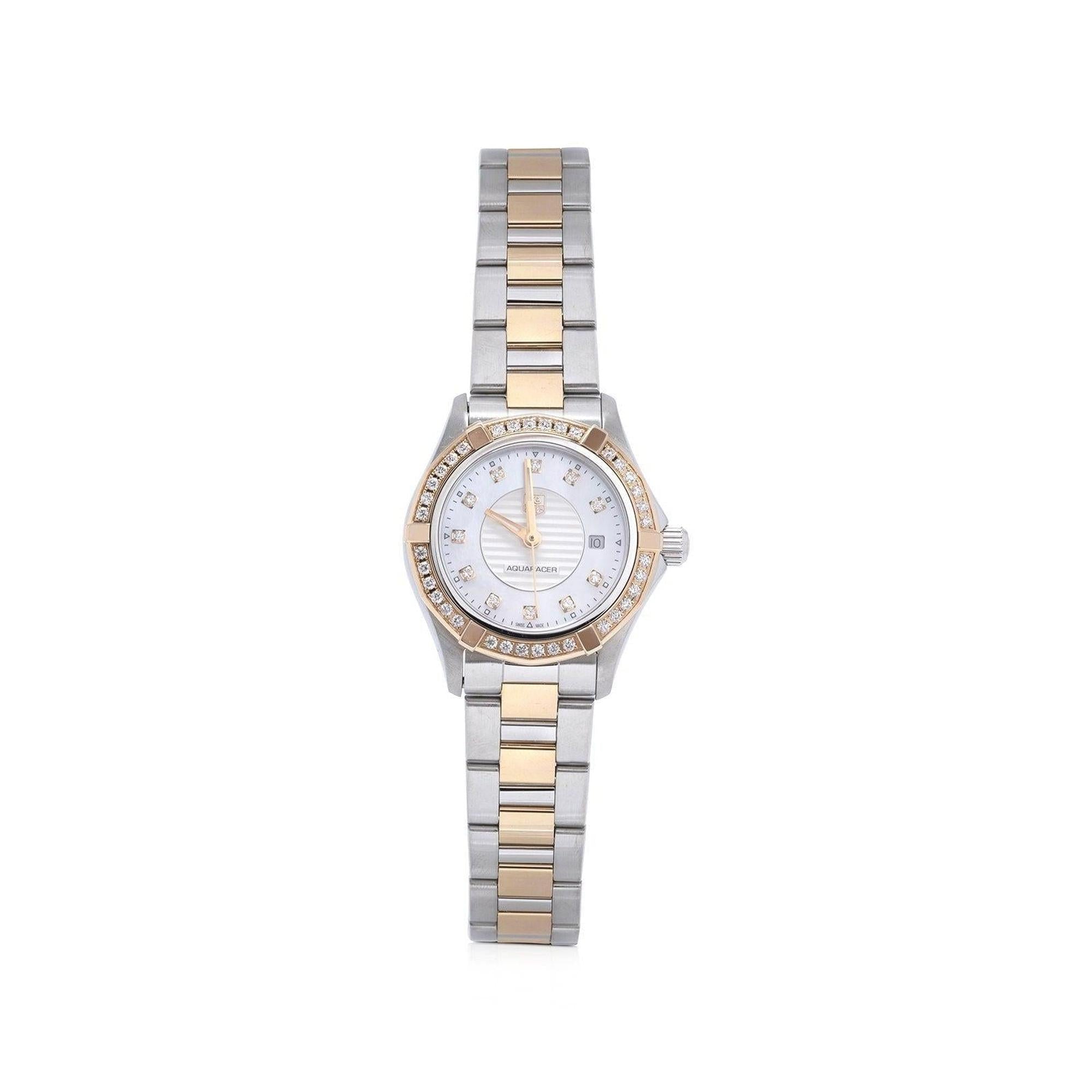 Tag Heuer Two-Tone Diamond Aquaracer Watch w/ Box