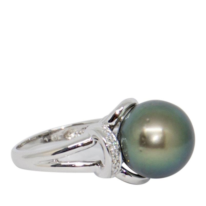 Tahitian South Sea Pearl And Diamond Ring