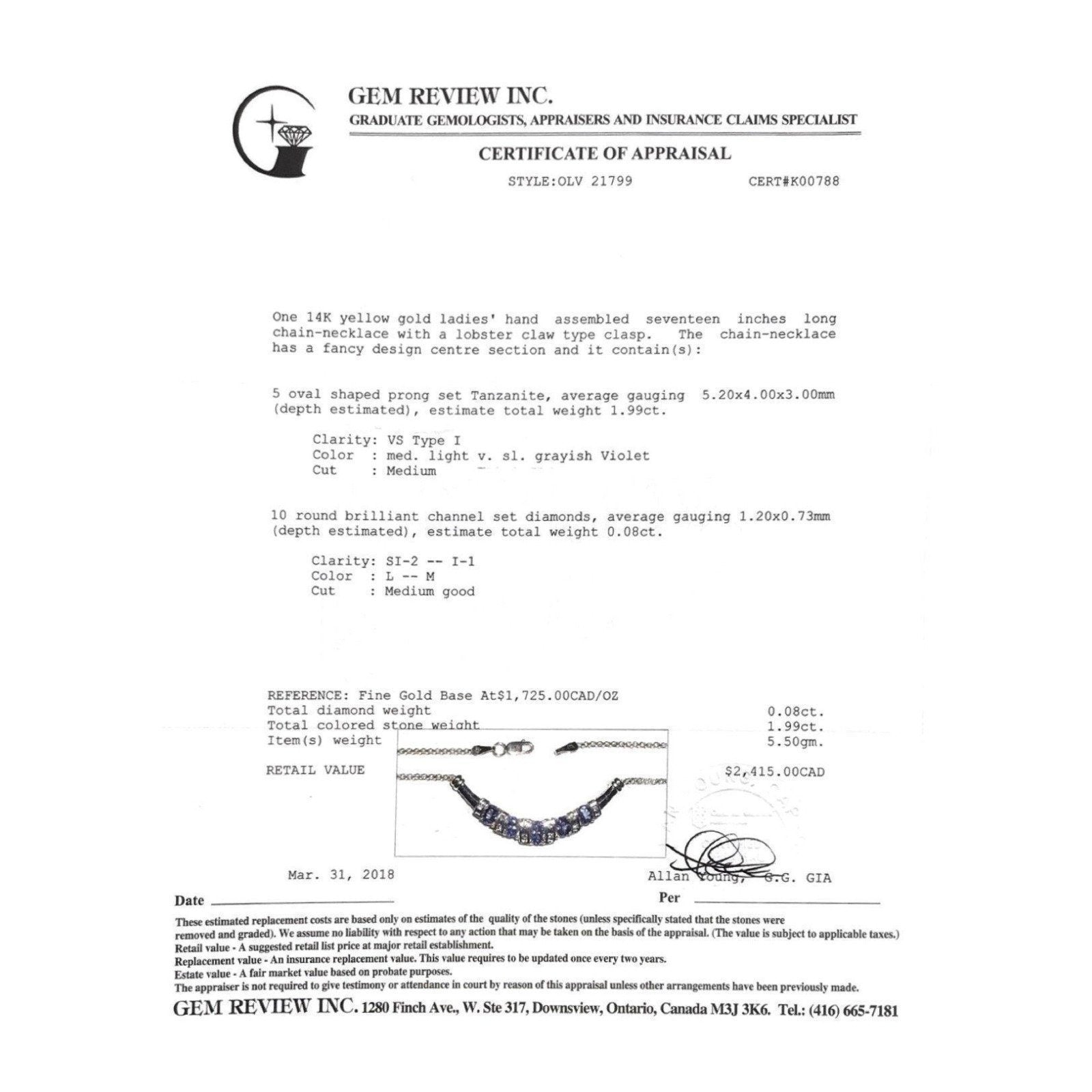 Tanzanite and Diamond Necklace