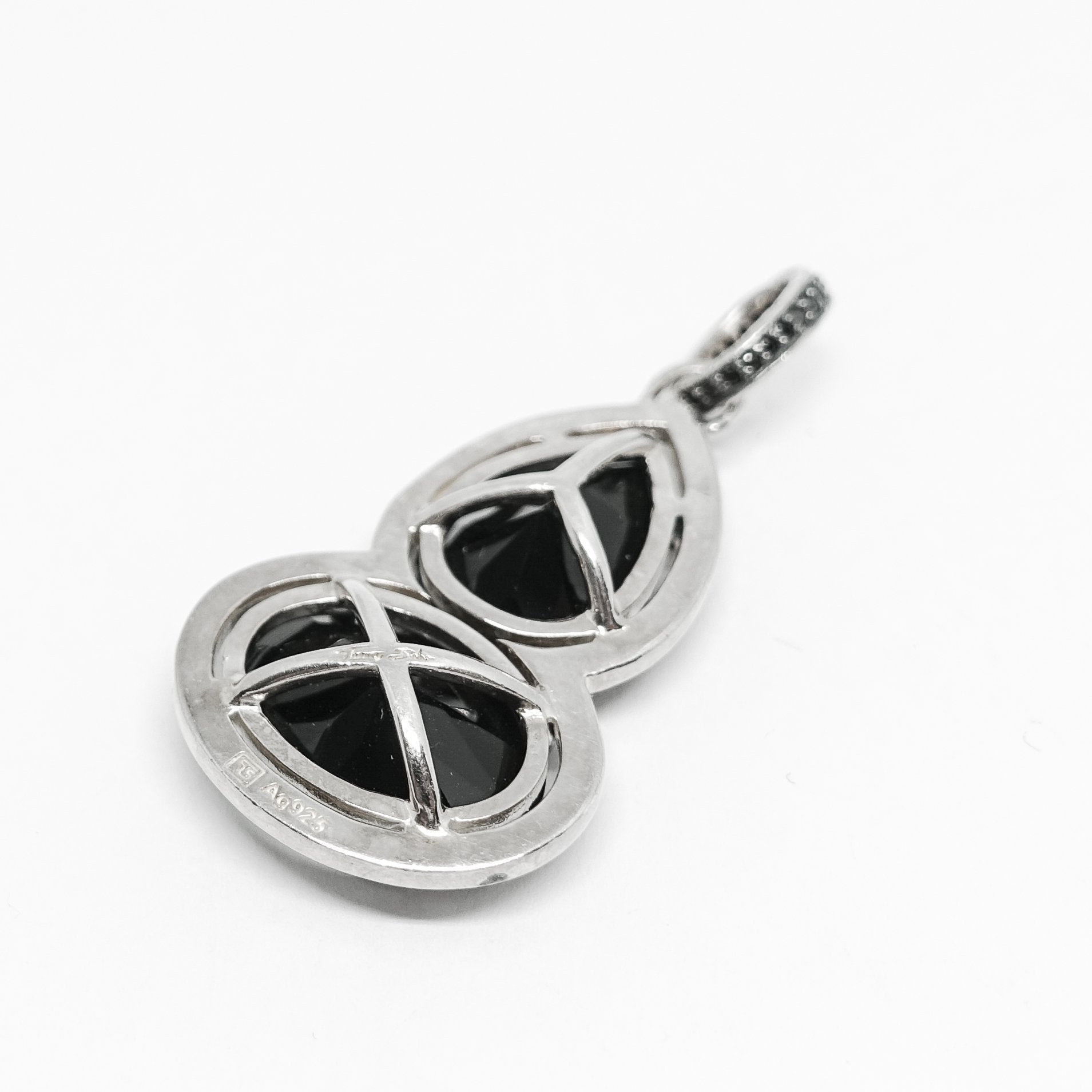 Thomas Sabo Black Onyx and Black CZ Drop Pendant in Sterling Silver