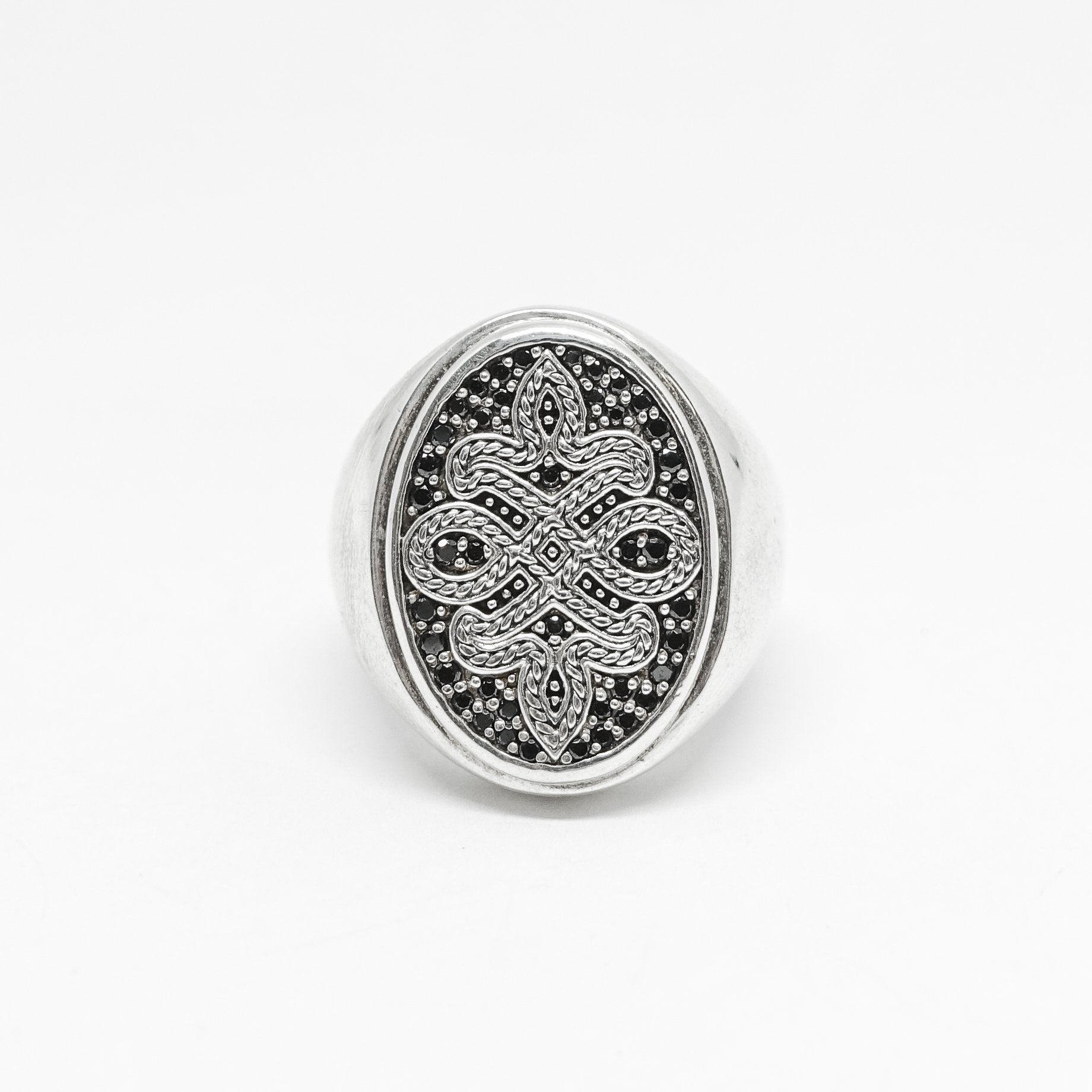 Thomas Sabo Rebel at Heart "≈ìKnot" Ring in Sterling Silver with Black CZ