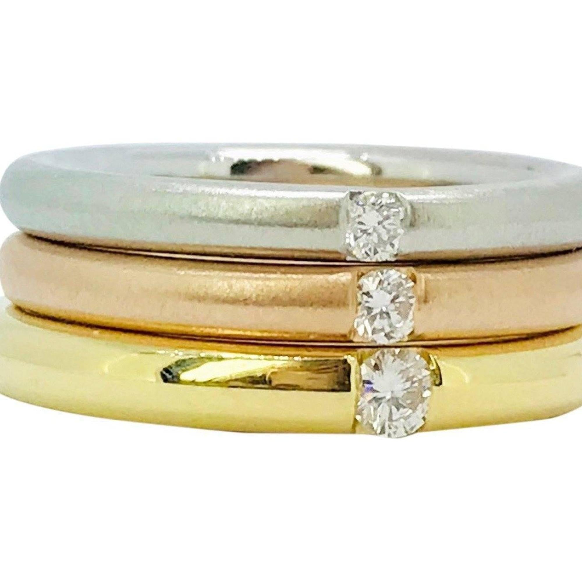 Three Colour Diamond Band Ring Set