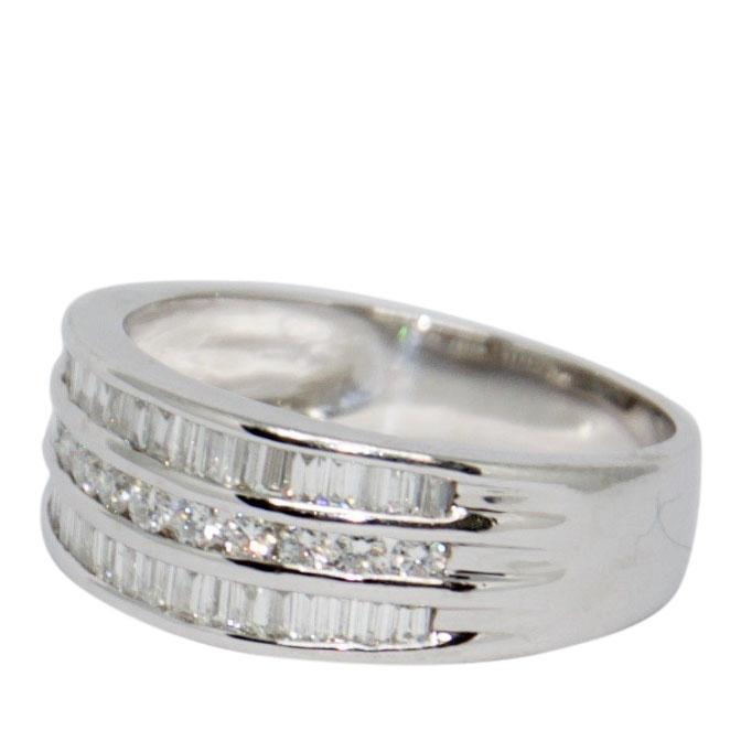 Three-Row Channel-Set Diamond Ring