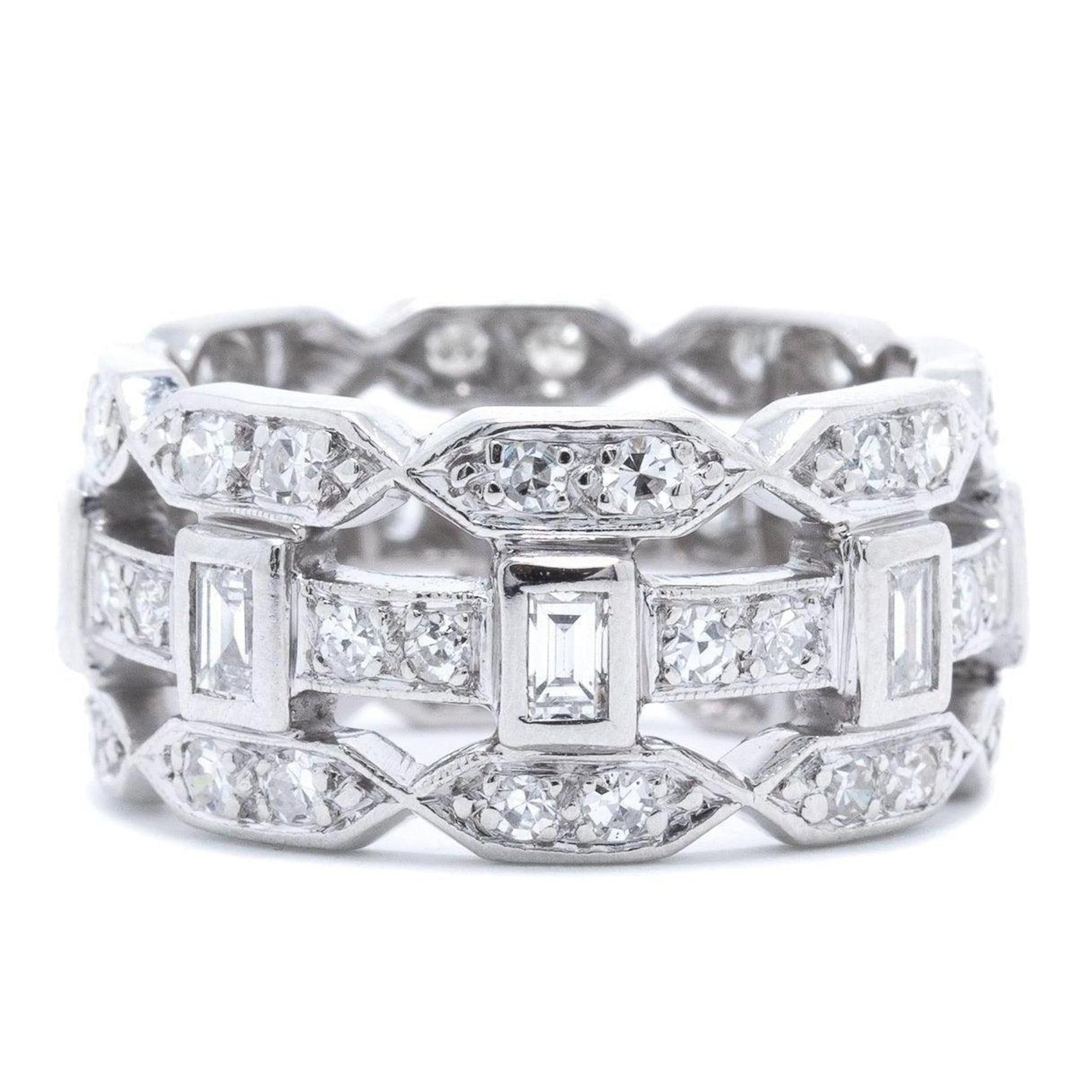 Three-Row Diamond Band Ring