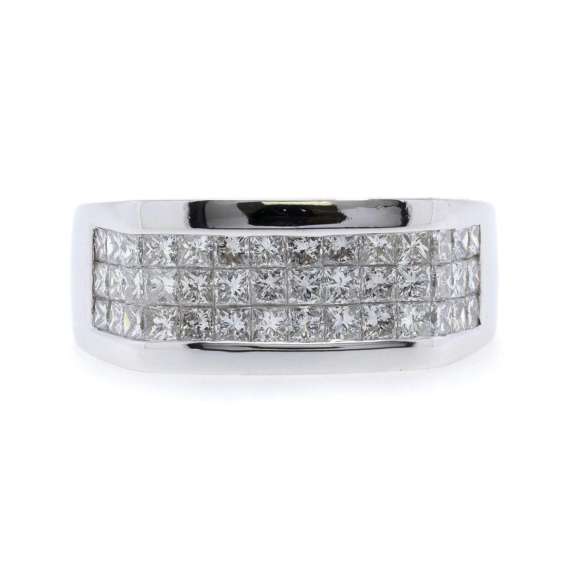 Three Row Diamond Band Ring