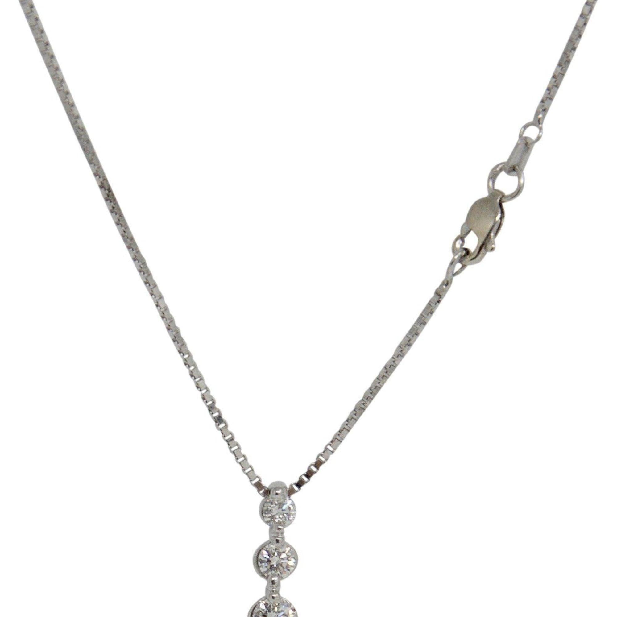 Three Stone Diamond Drop Pendant Necklace