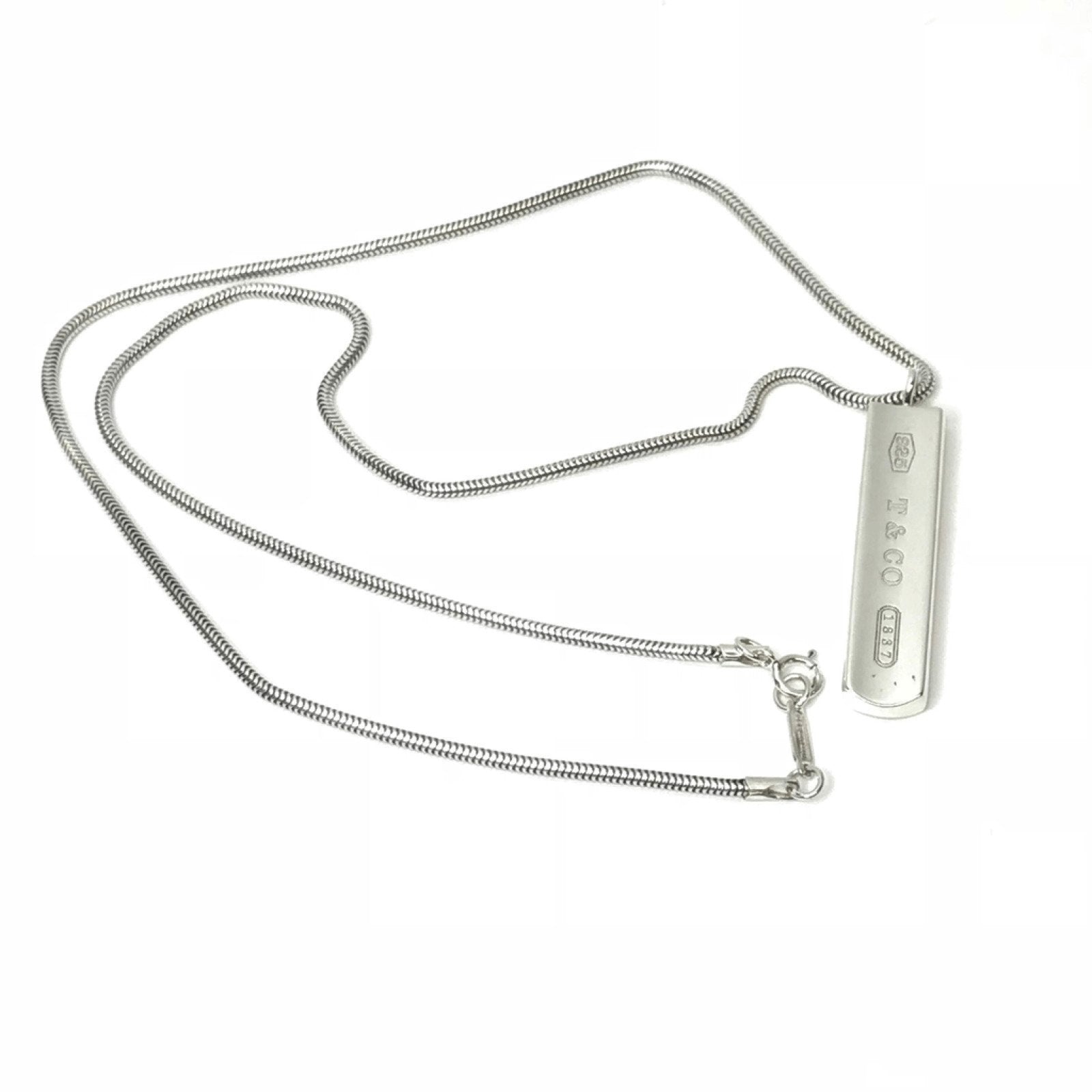 Tiffany & Co 1837 Bar Design Pendant Necklace in Sterling Silver