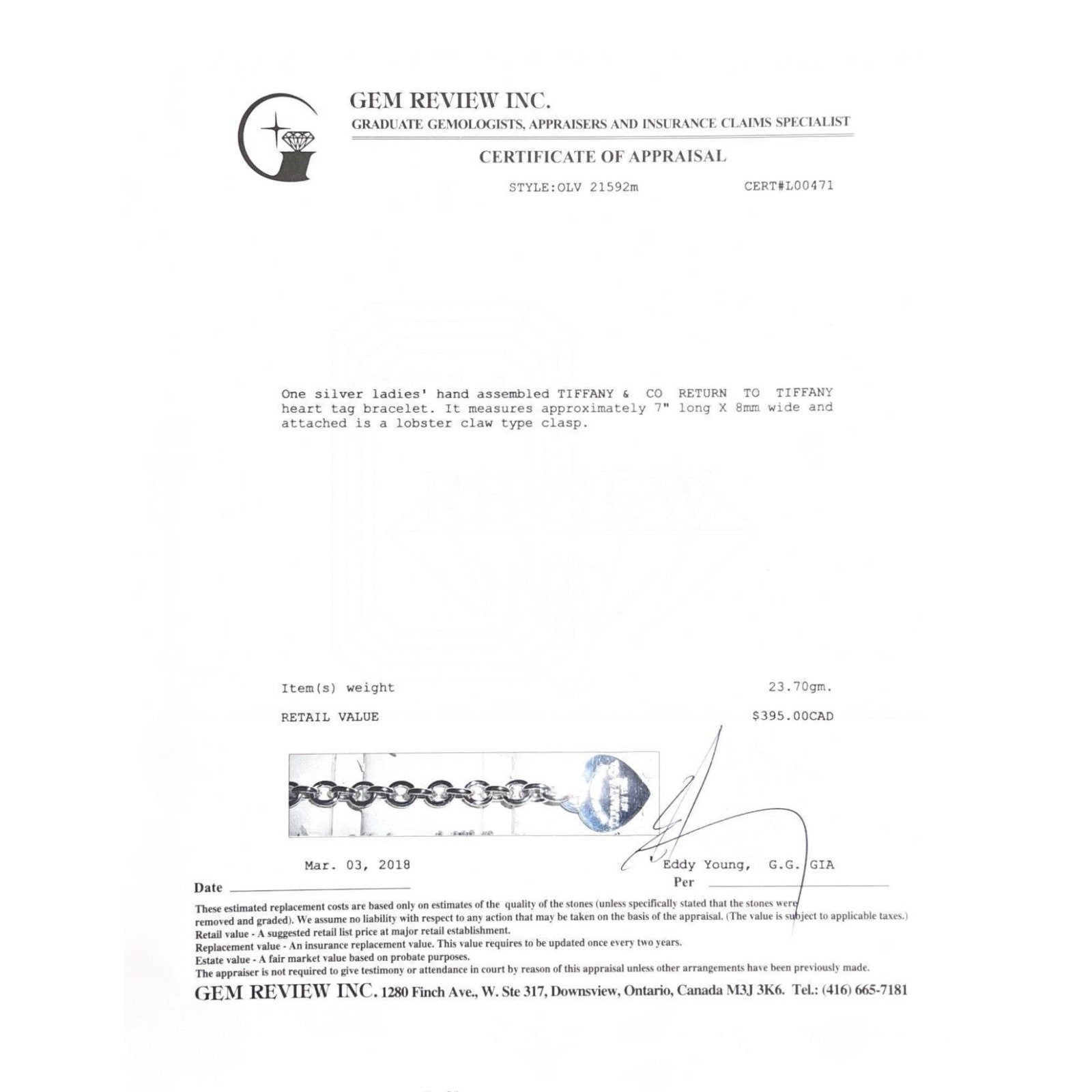 Tiffany & Co Heart Tag Charm Bracelet