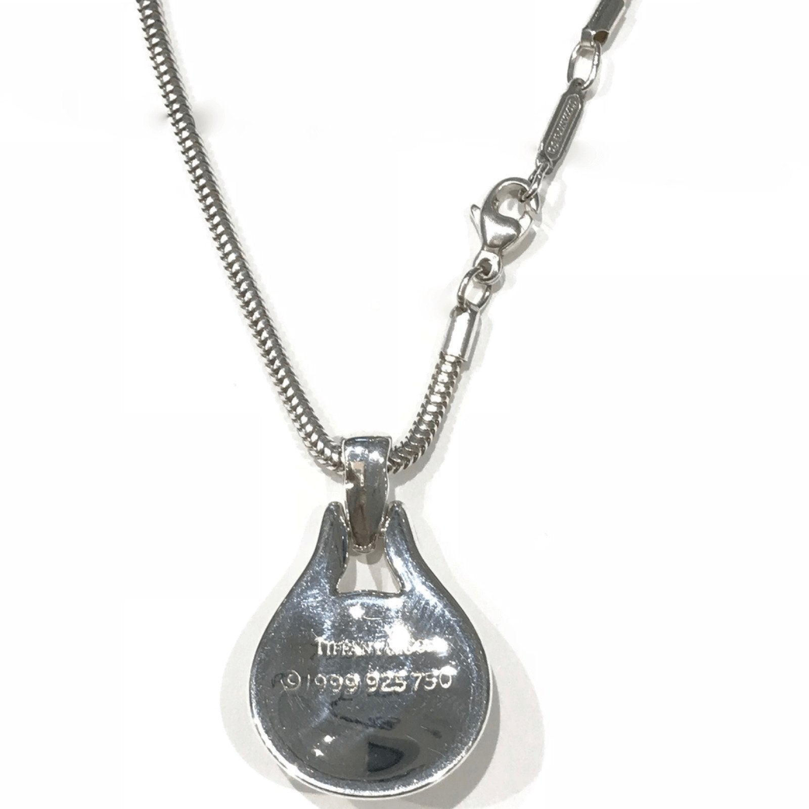 Tiffany & Co Sterling Silver and 18K Yellow Gold Hematite Pendant on a Silver Snake Link Neck Chain
