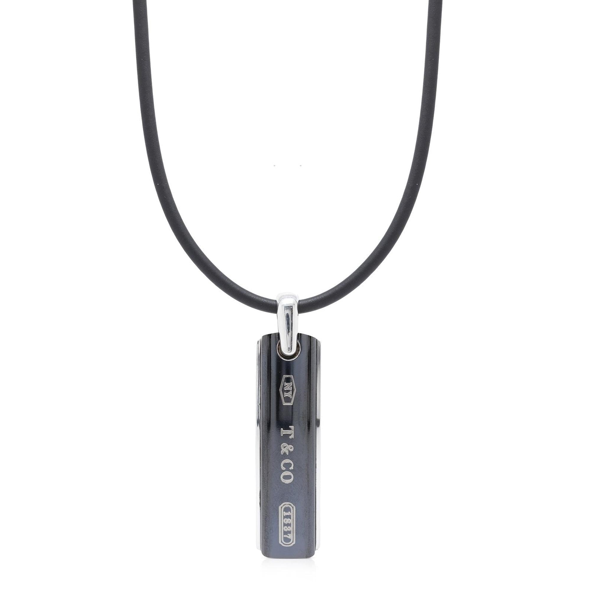 Tiffany & Co. 1837 Midnight Titanium Bar Pendant Necklace
