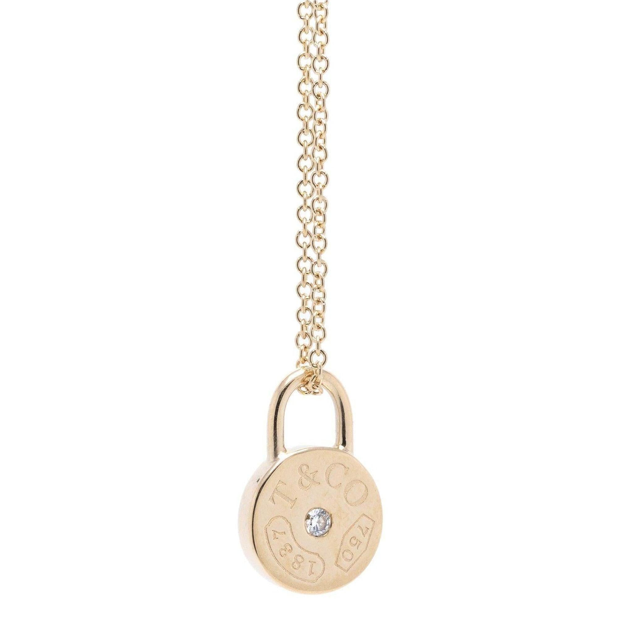 Tiffany & Co. 1837 Mini Round Lock Pendant Necklace with Diamond