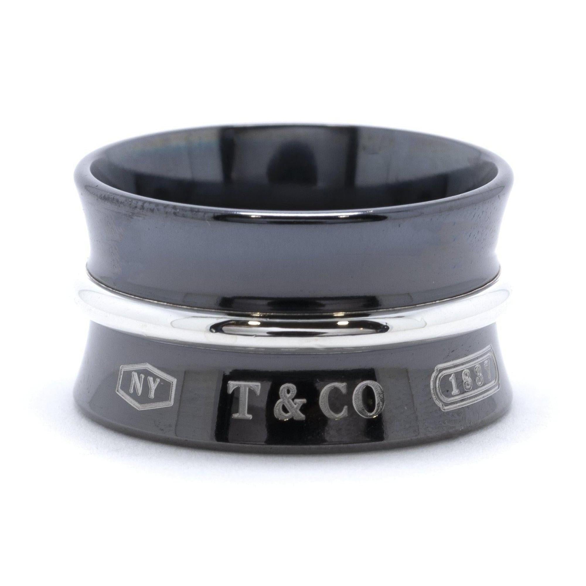 Tiffany & Co. 1837 Titanium & Sterling Silver Wide Belt Ring