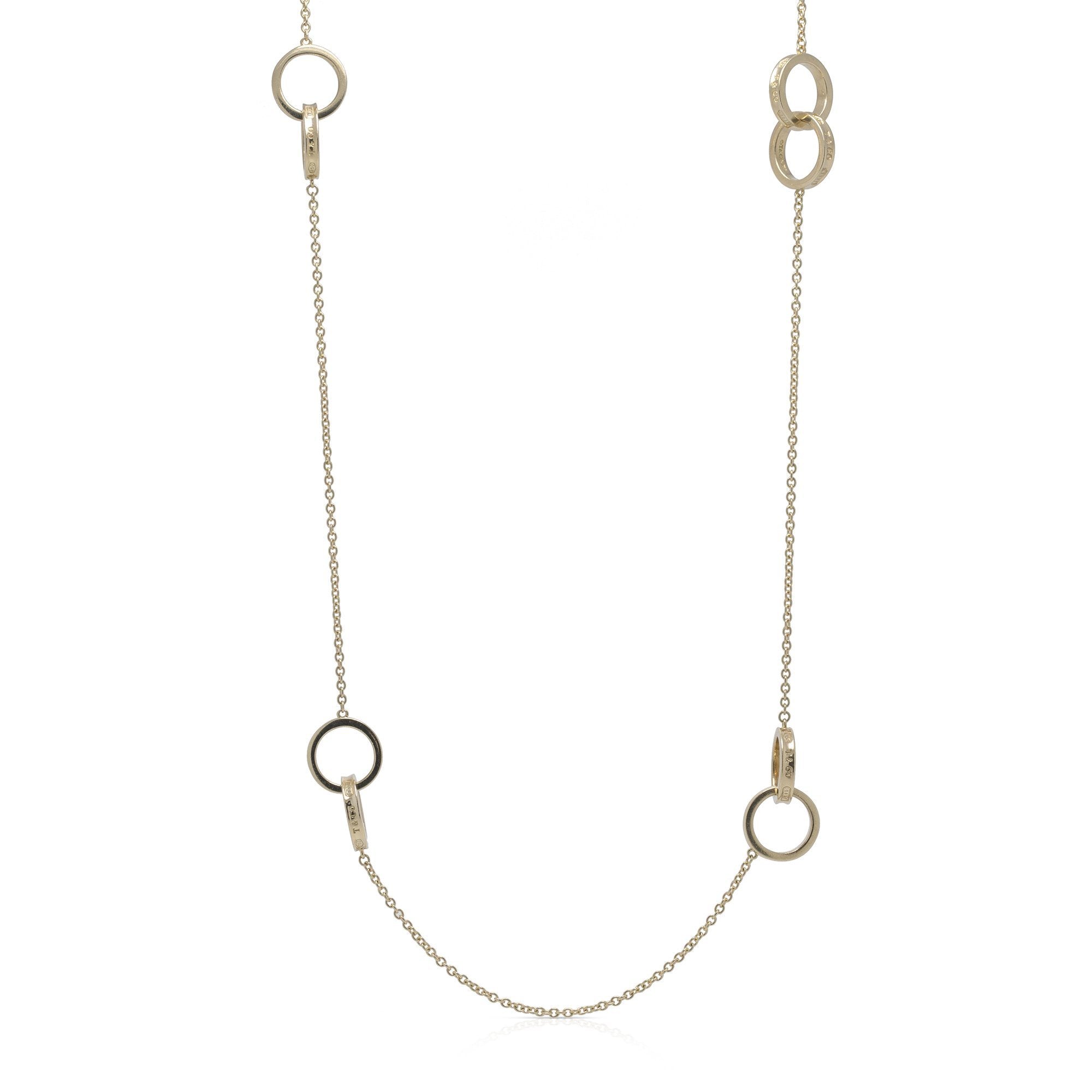 Tiffany & Co. 18k Gold 1837 Interlocking Circles Station Necklace