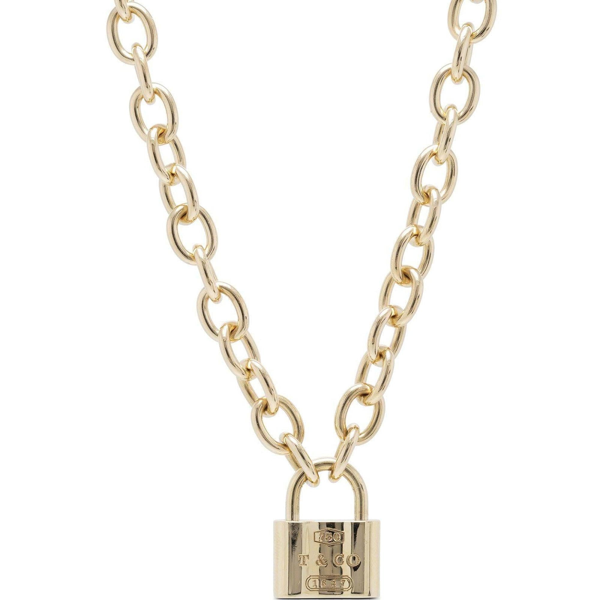 Tiffany & Co. 18k Gold 1837 Lock Charm Pendant Necklace