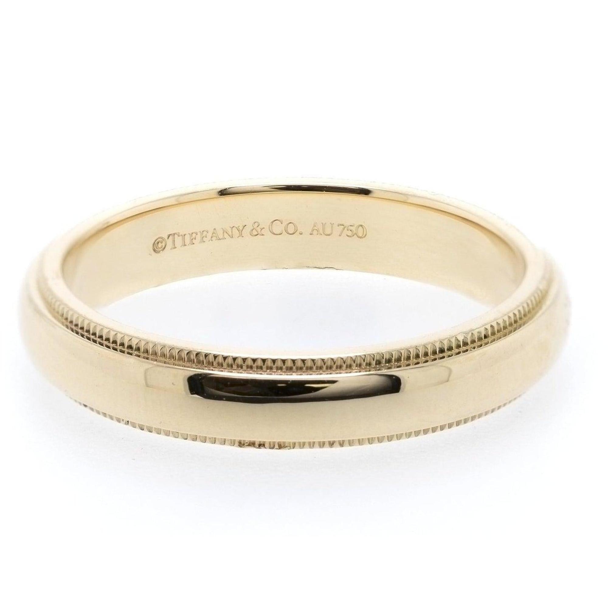 Tiffany & Co. 18k Gold Classic Milgrain Wedding Band Ring