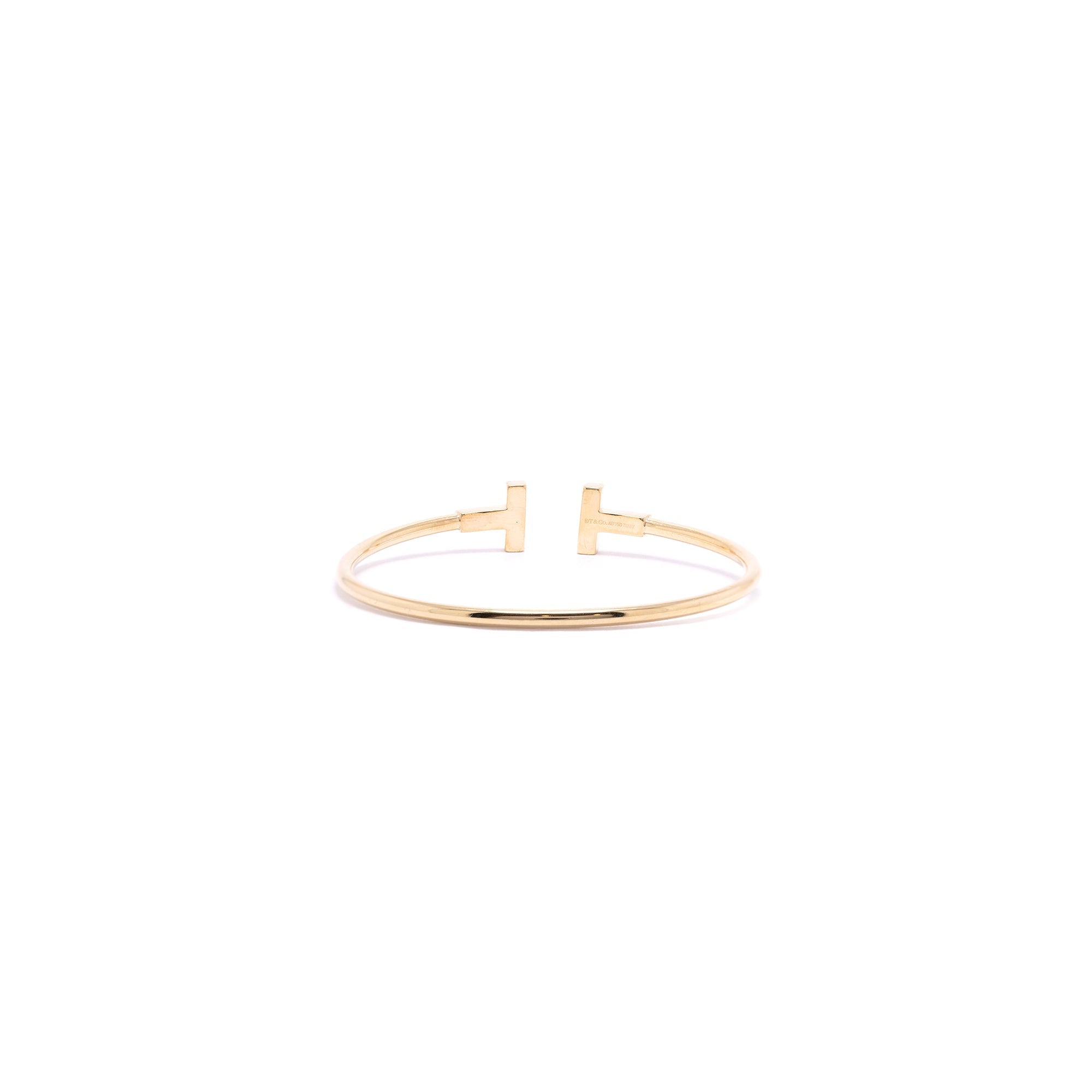 Tiffany & Co. 18k Gold Diamond T Wire Bracelet w/ Box