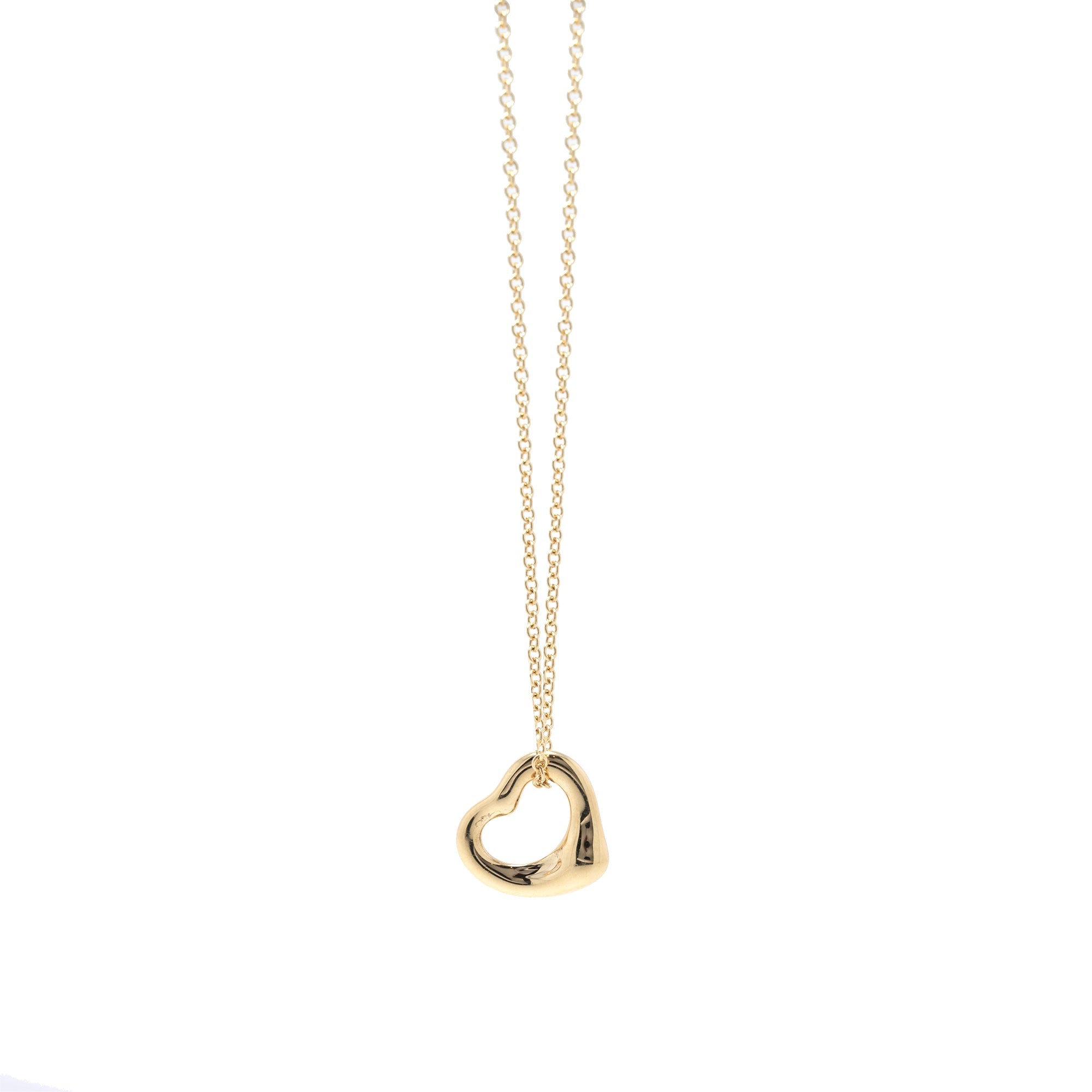 Tiffany & Co. 18k Gold Elsa Peretti Open Heart Pendant Necklace, 11mm