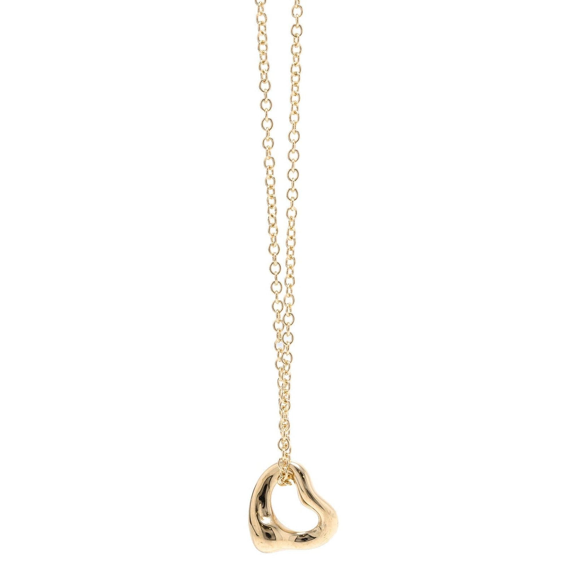 Tiffany & Co. 18k Gold Elsa Peretti Open Heart Pendant Necklace, 7mm