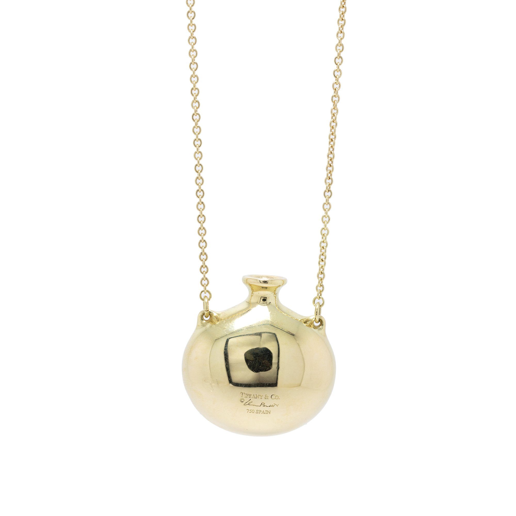 Tiffany & Co. 18k Gold Elsa Peretti Round Bottle Pendant Necklace