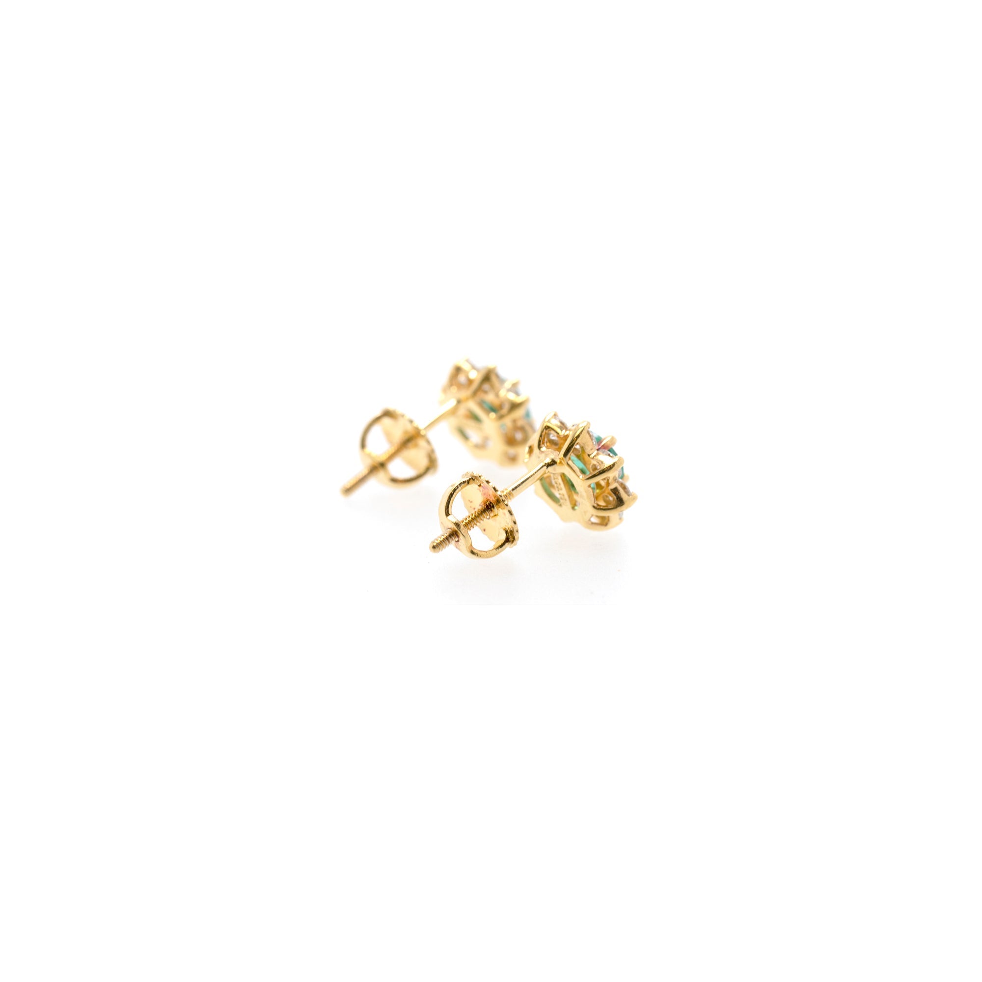 Tiffany & Co. 18k Gold Emerald & Diamond Earrings w/ Box