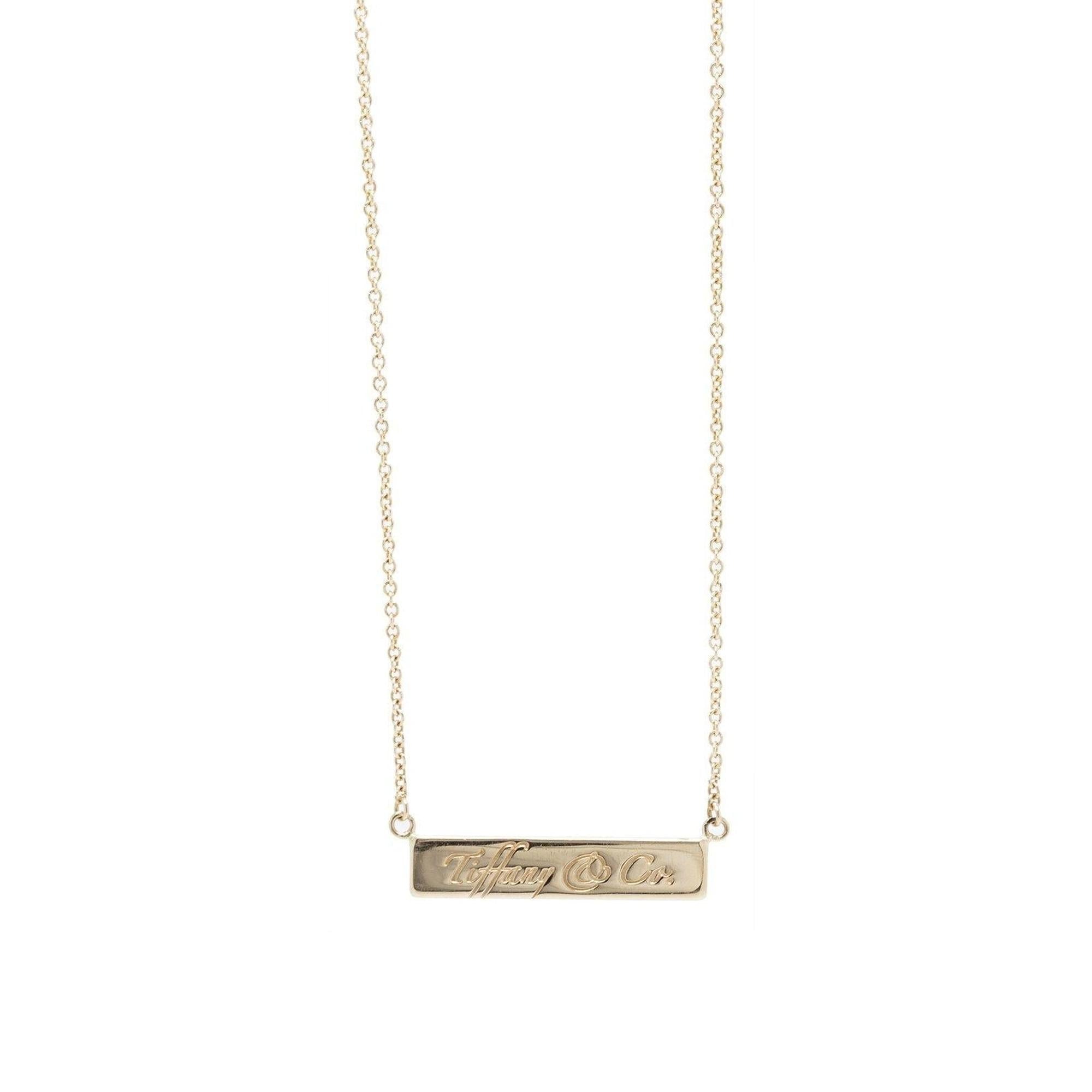 Tiffany & Co. 18k Gold Notes Bar Pendant Necklace