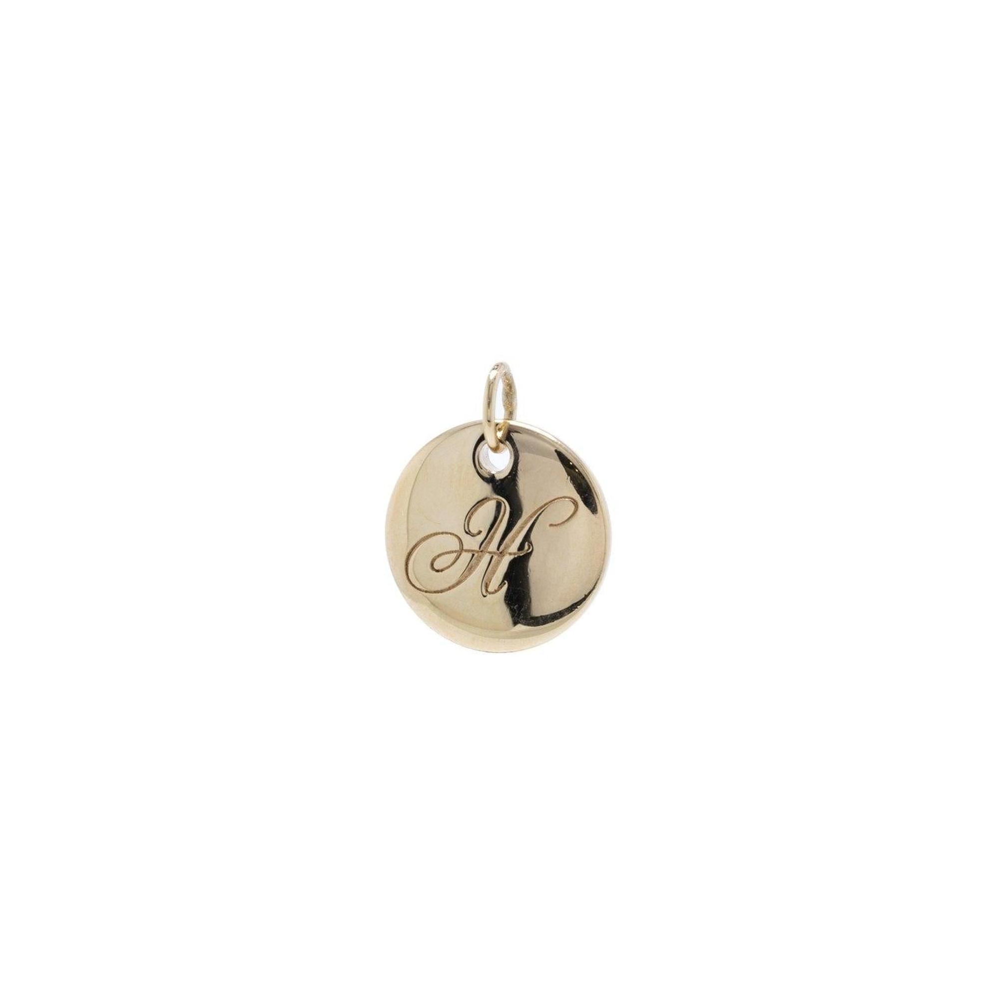 Tiffany & Co. 18k Gold Notes Letter 'H' Disc Charm Pendant