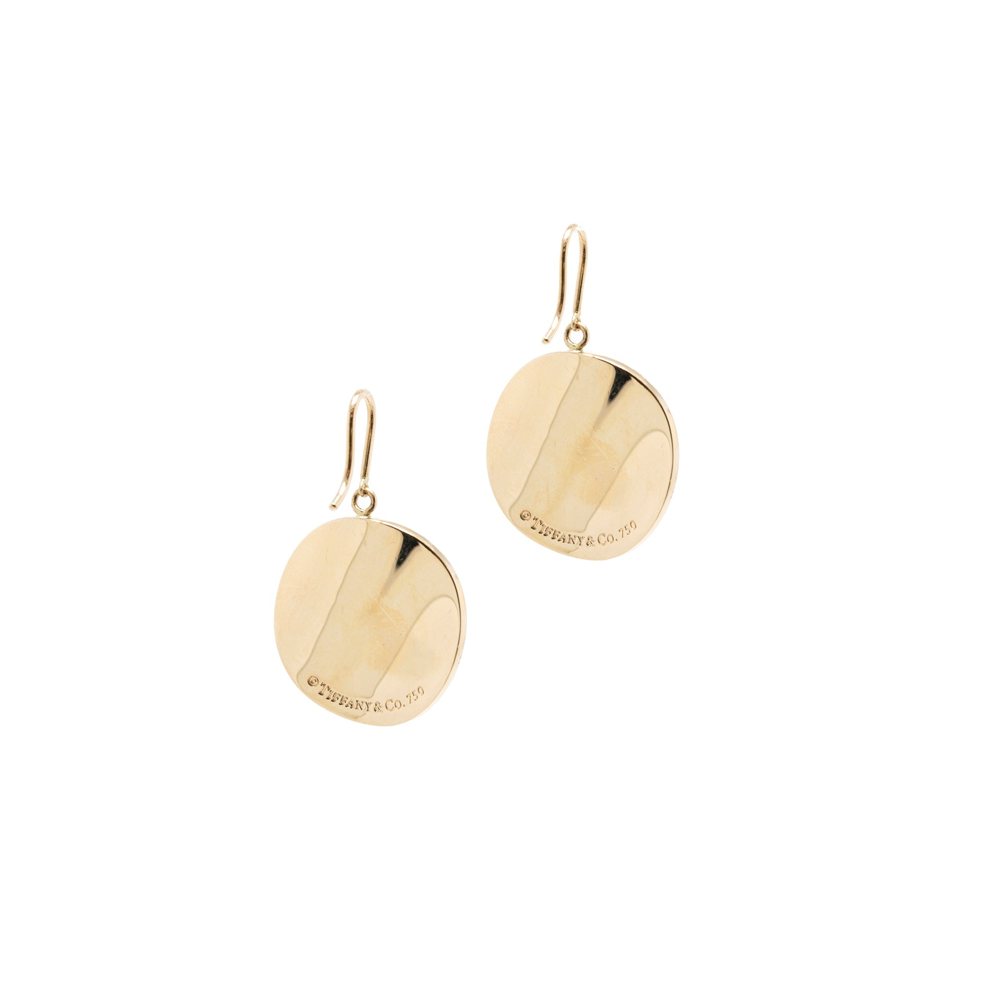 Tiffany & Co. 18k Gold Notes Round Drop Earrings