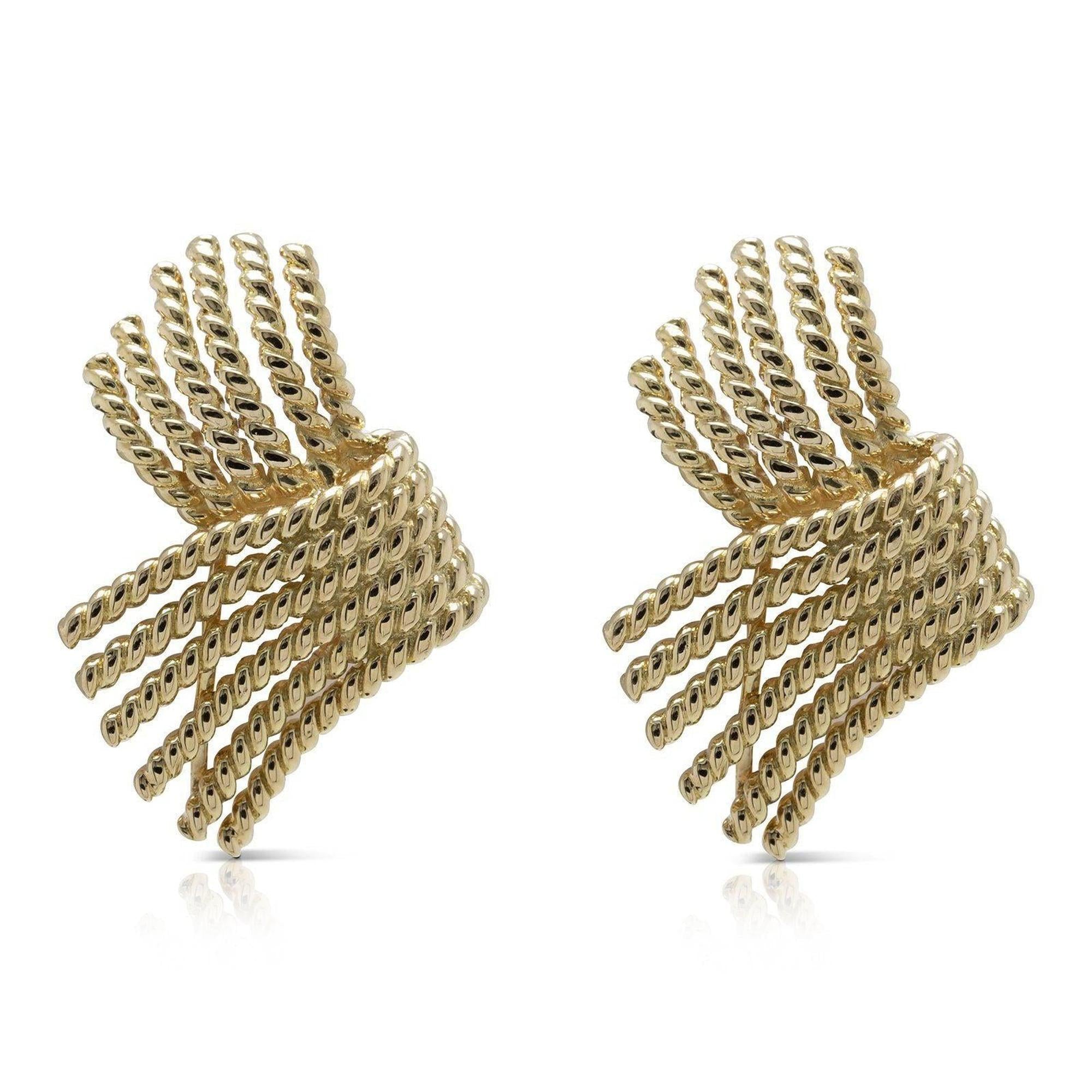 Tiffany & Co. 18k Gold Schlumberger V Rope Earrings