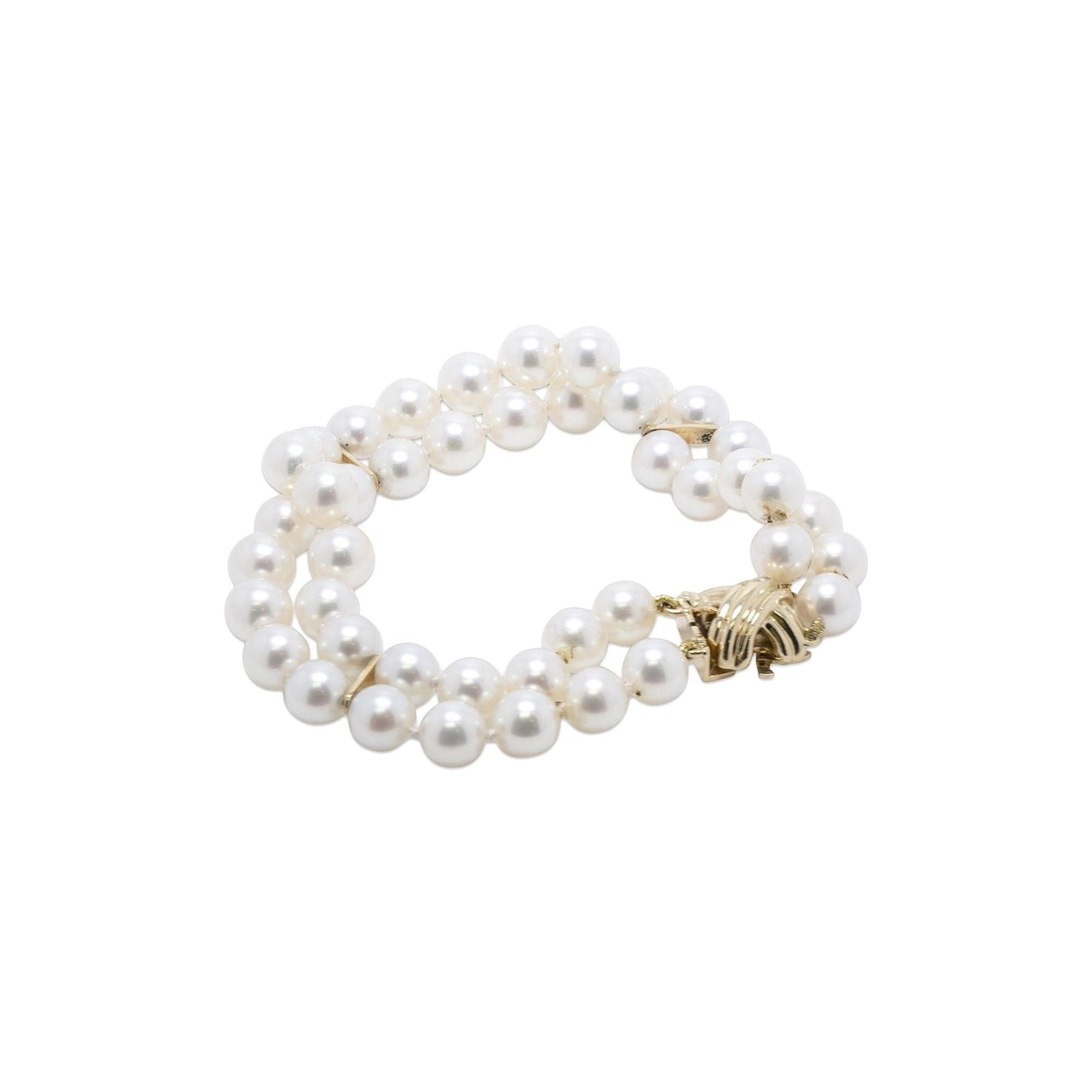 Tiffany & Co. 18k Gold Signature Double Strand Pearl Bracelet