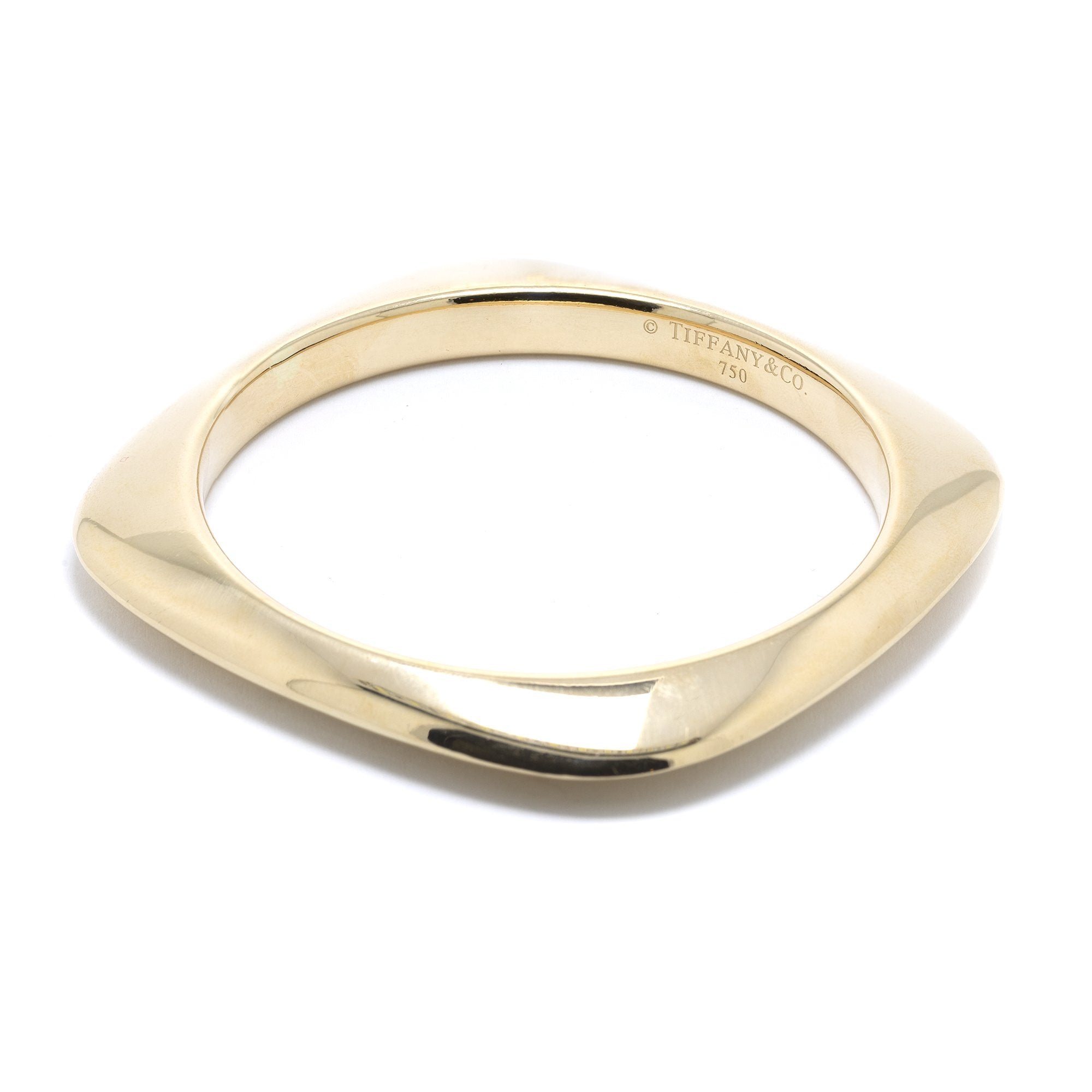 Tiffany & Co. 18k Gold Square Cushion Bangle Bracelet