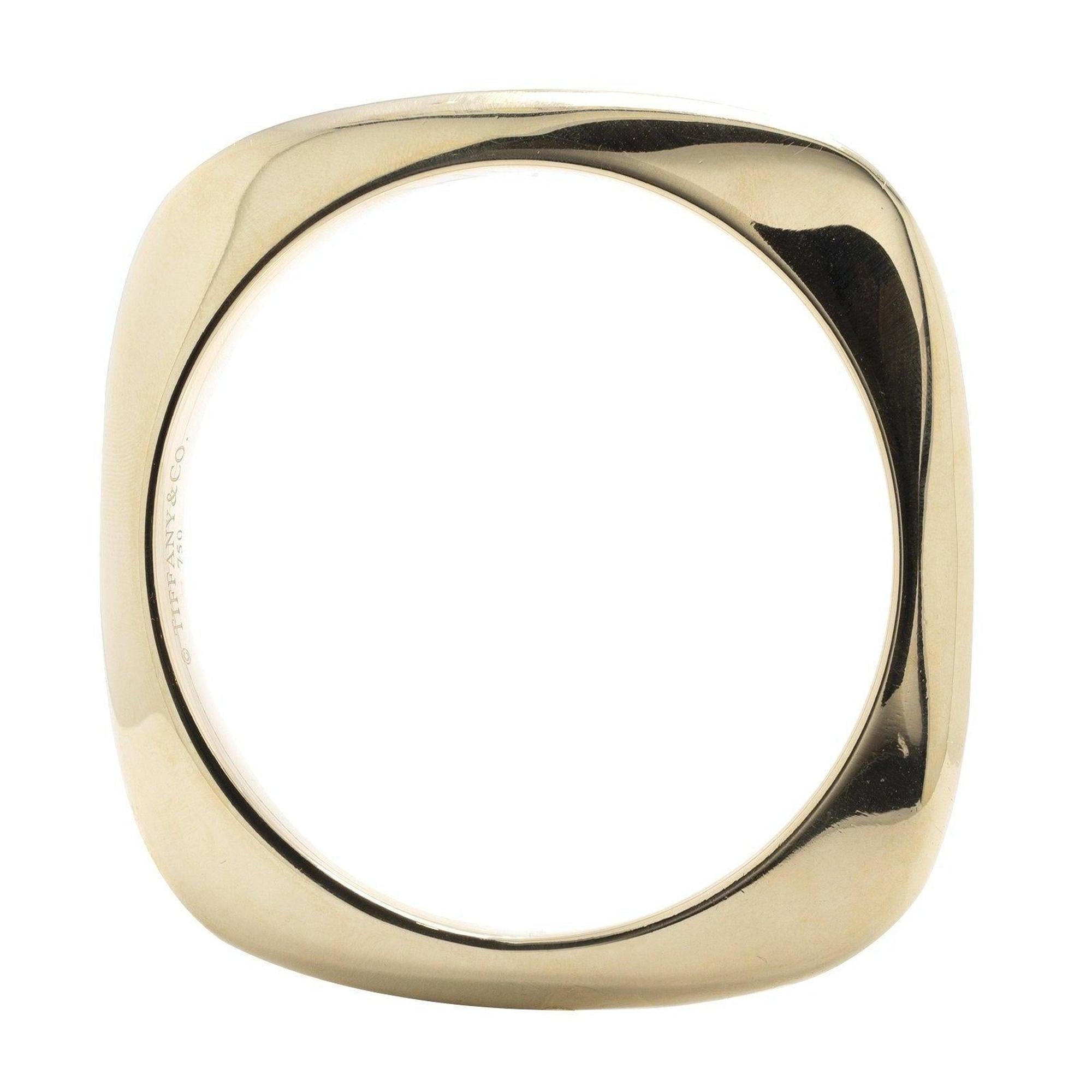Tiffany & Co. 18k Gold Square Cushion Bangle Bracelet