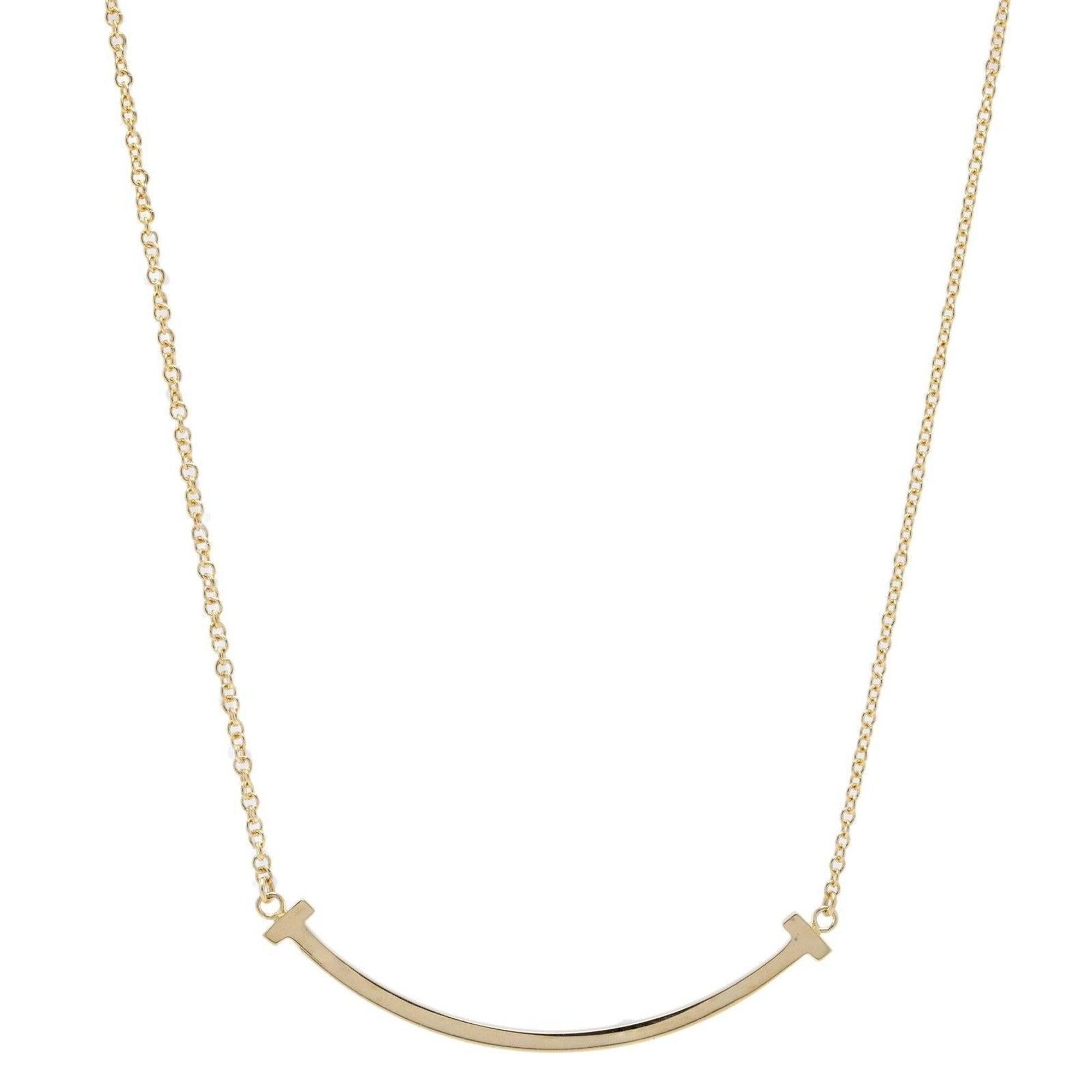 Tiffany & Co. 18k Gold T Smile Pendant Necklace