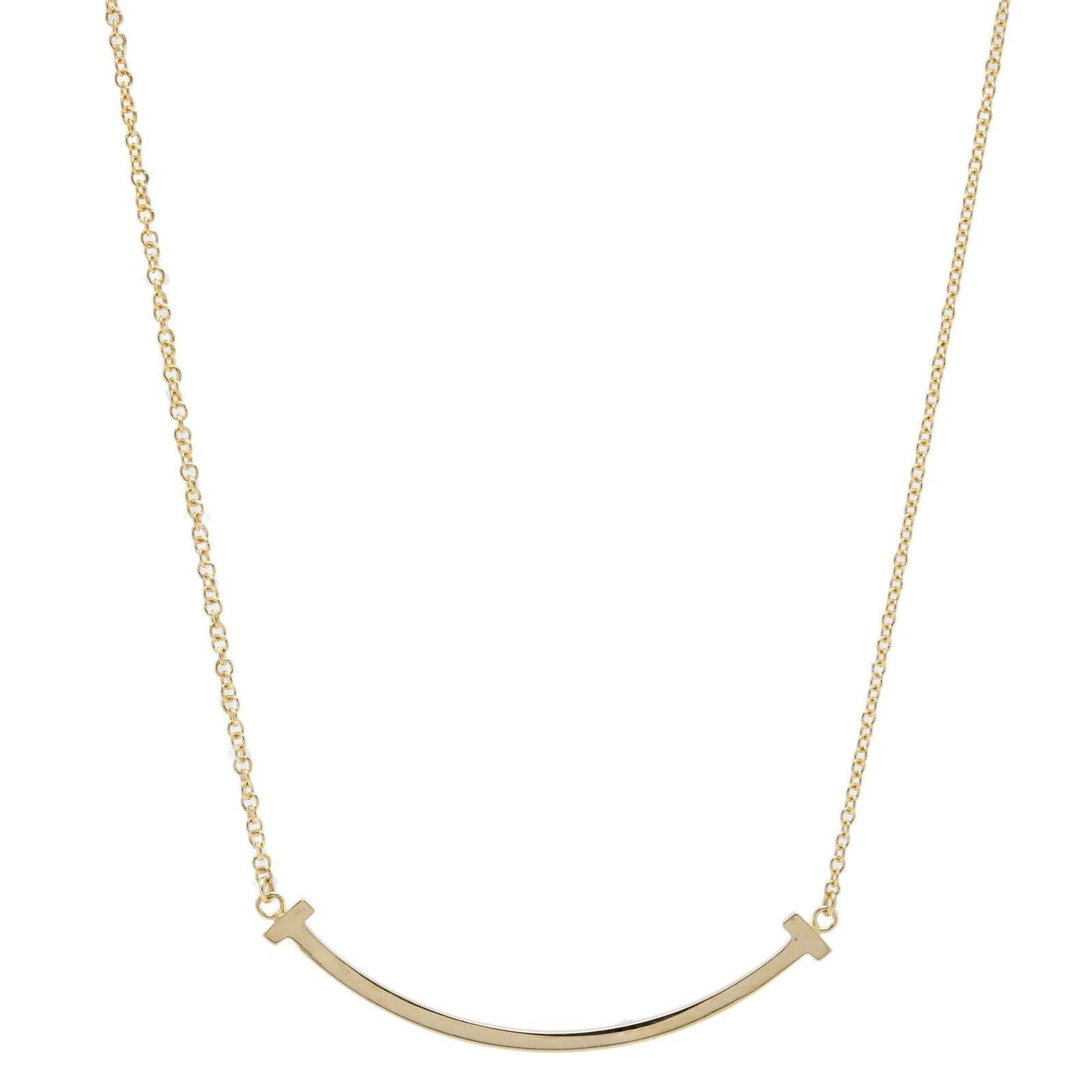 Tiffany & Co. 18k Gold T Smile Pendant Necklace