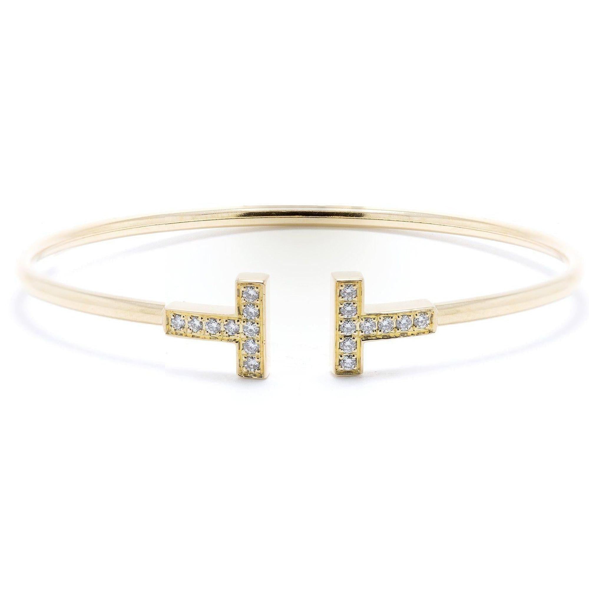 Tiffany & Co. 18k Gold T Wire Bracelet with Diamonds