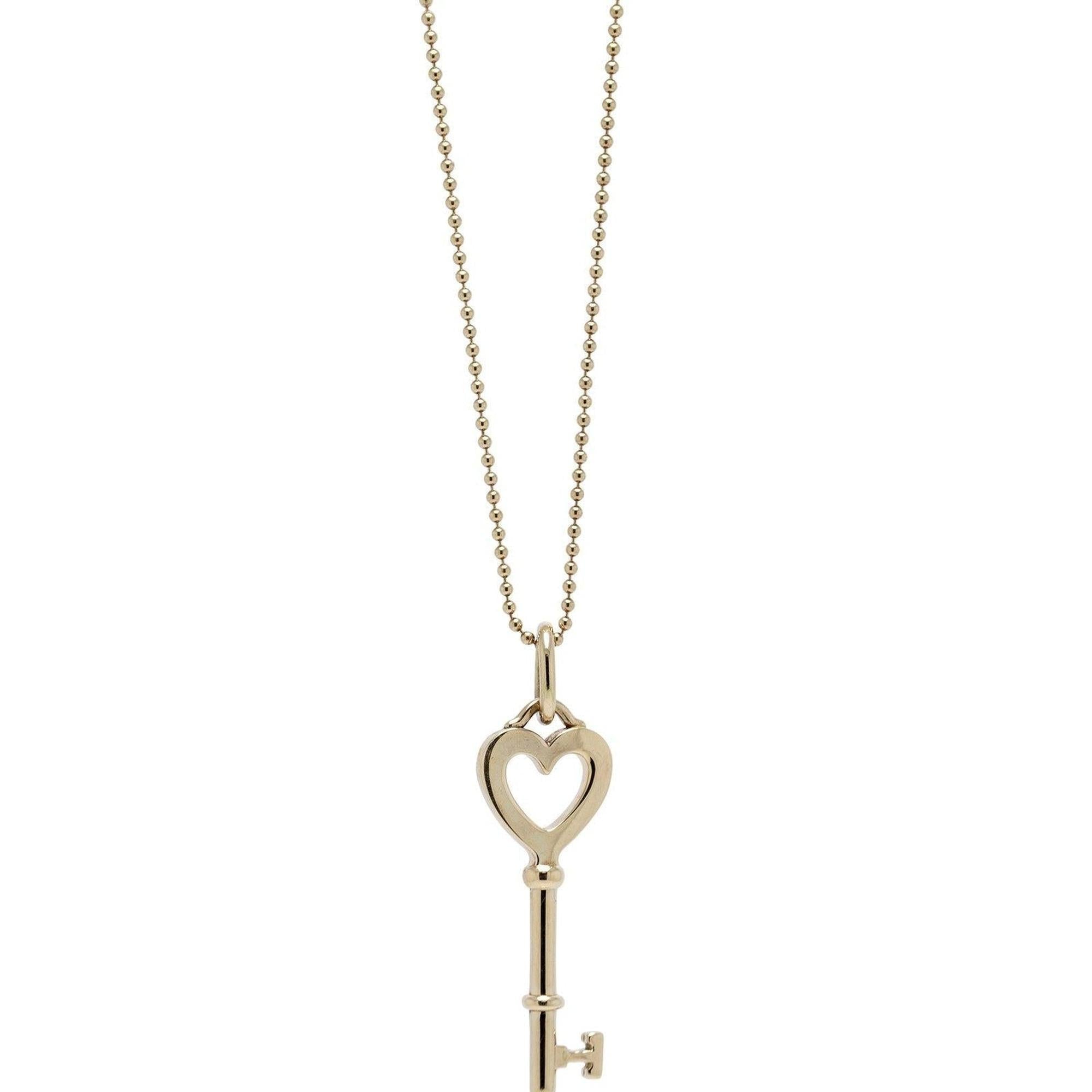 Tiffany & Co. 18k Gold Tiffany Keys Heart Key Pendant Necklace
