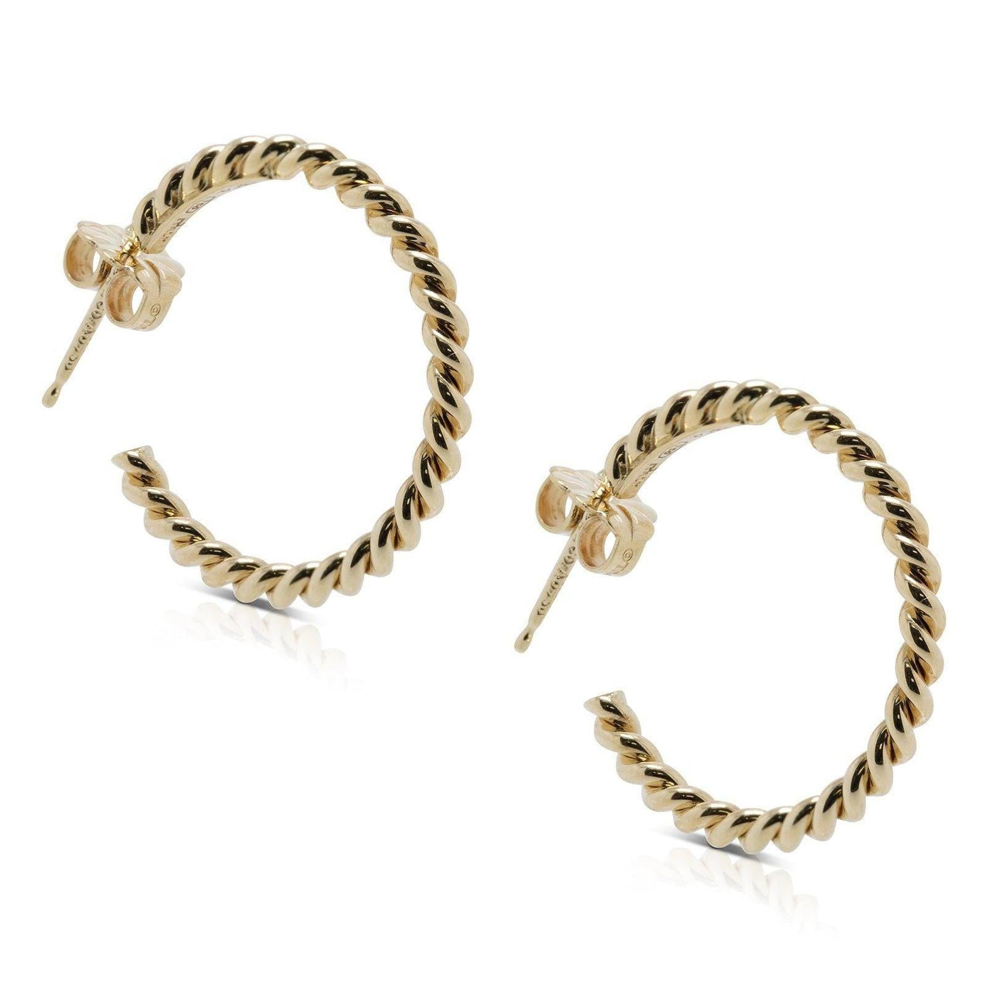 Tiffany & Co. 18k Gold Twist Hoop Earrings