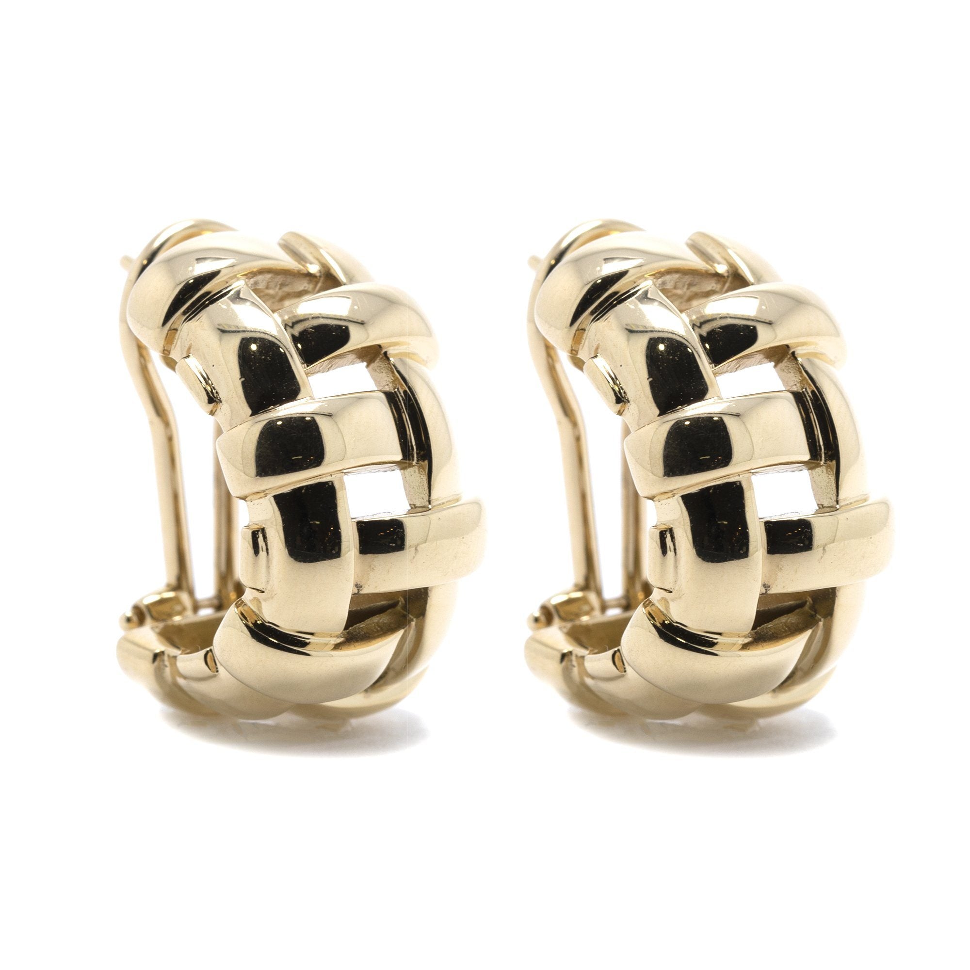 Tiffany & Co. 18k Gold Vanerie Basket Weave Earrings