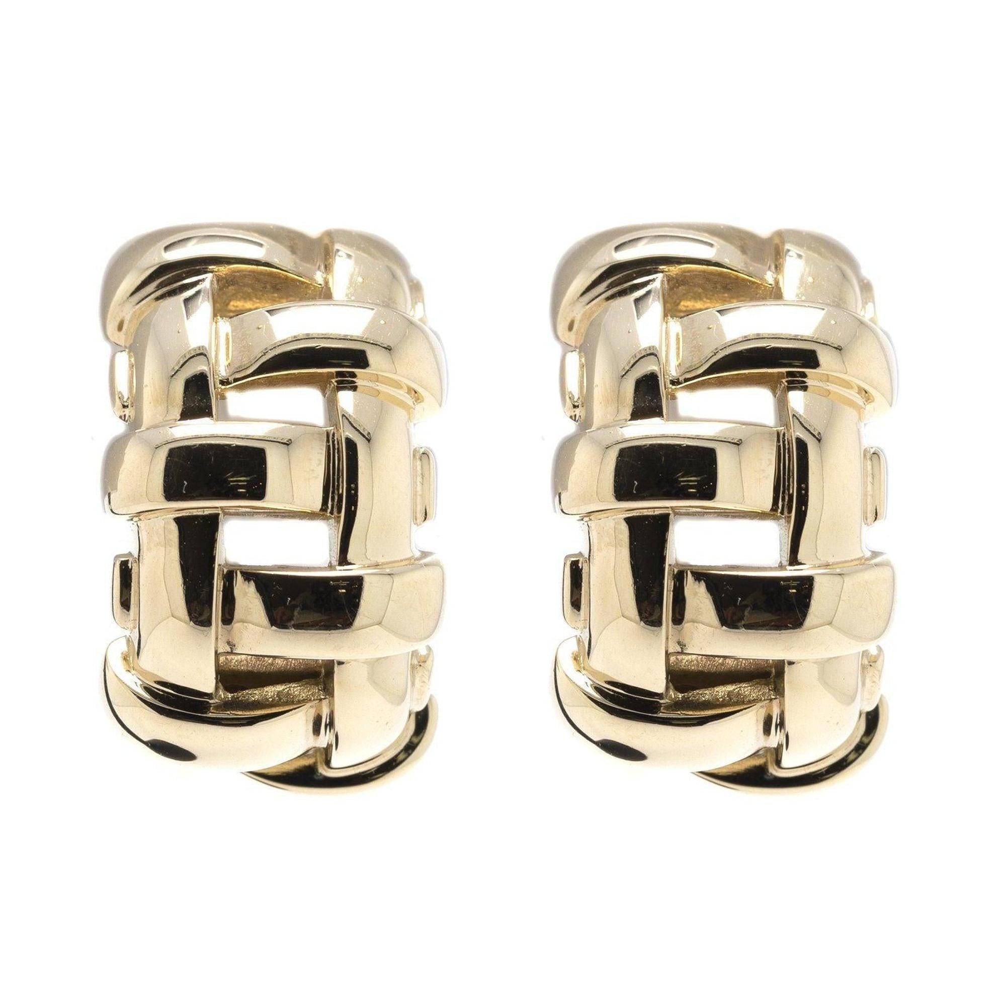 Tiffany & Co. 18k Gold Vanerie Basket Weave Earrings